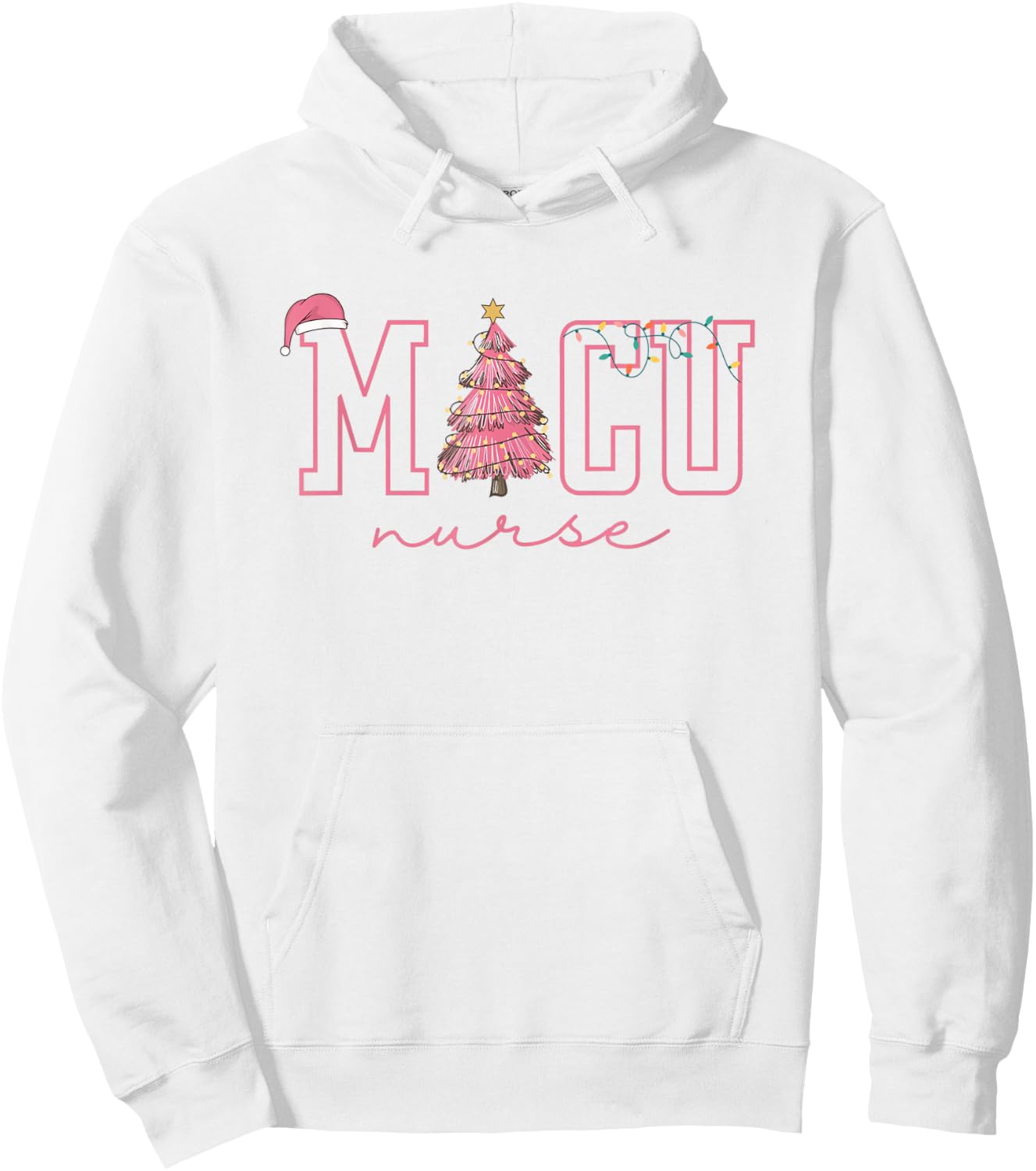 MICU Nurse Pink Christmas Medical Intensive Care Unit Xmas Hoodie - Hoodie | White
