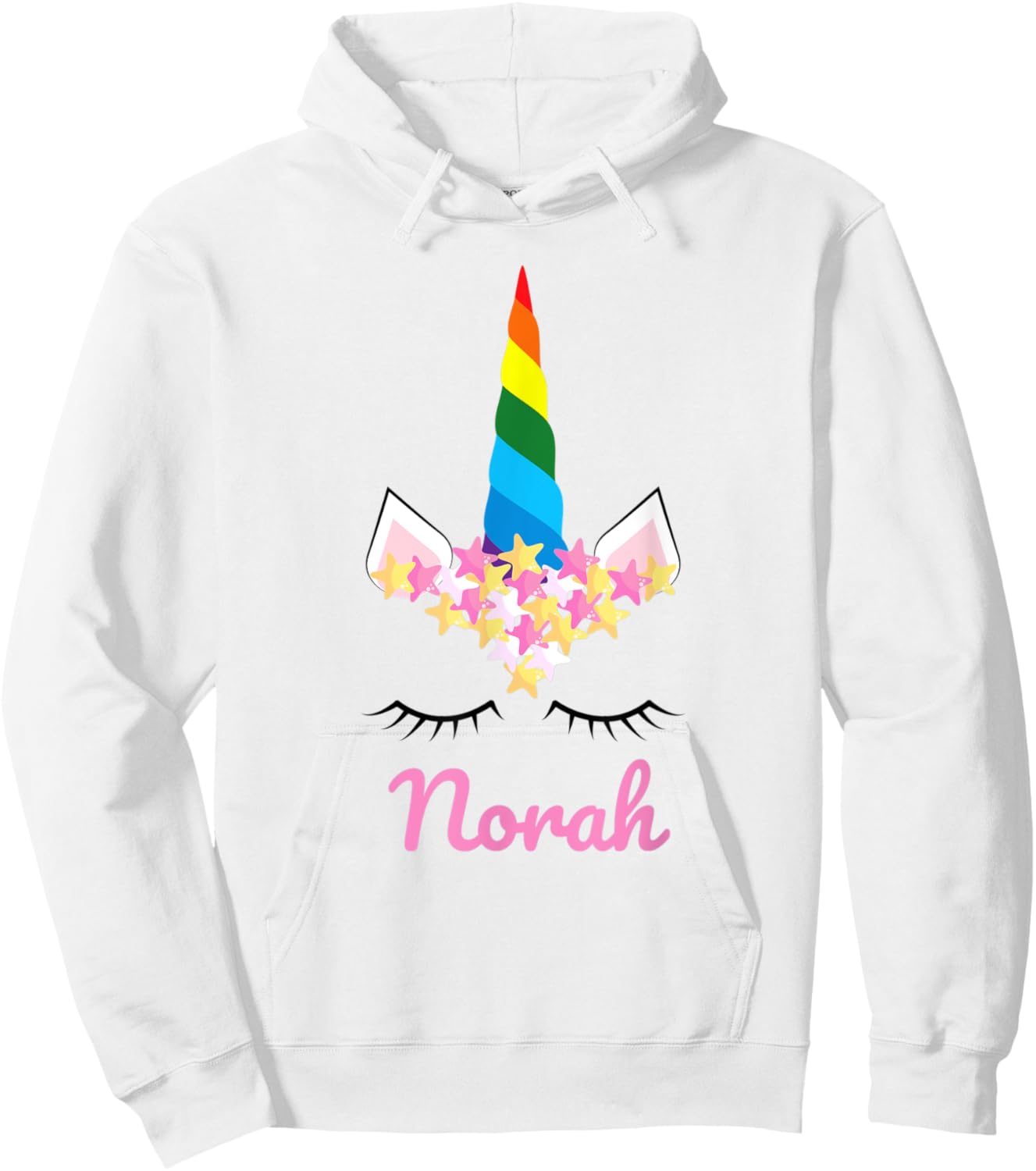 Cute Girls Unicorn Personalized Norah Rainbow Unicorn Hoodie - Hoodie | White