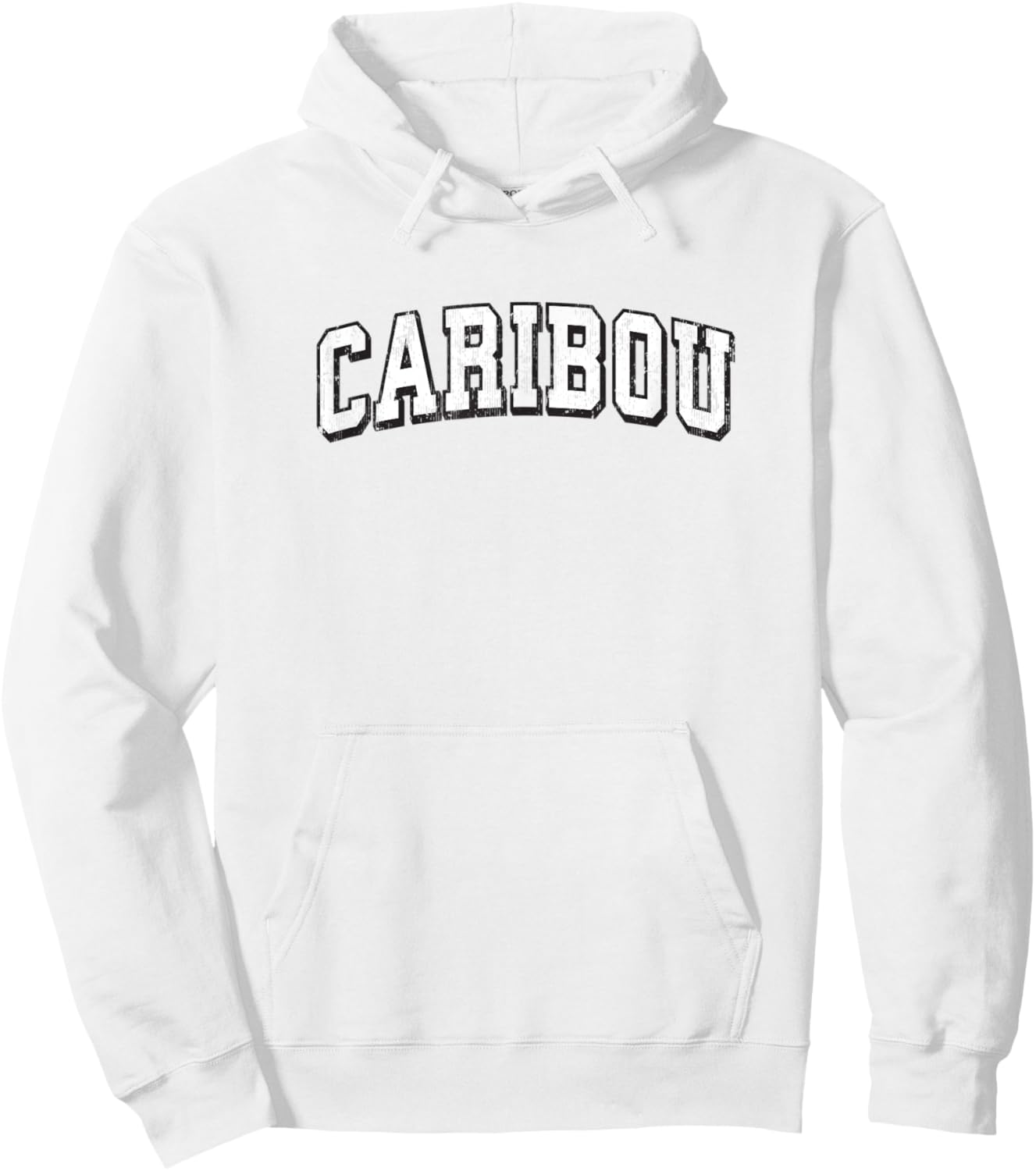 Caribou Maine Vintage Athletic Sports B&W Print Hoodie - Hoodie | White