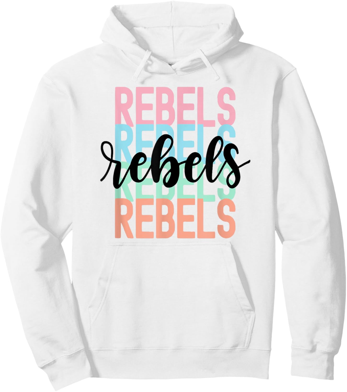 Rebels Team Mascot School Spirit Game Night Hoodie - Hoodie | White