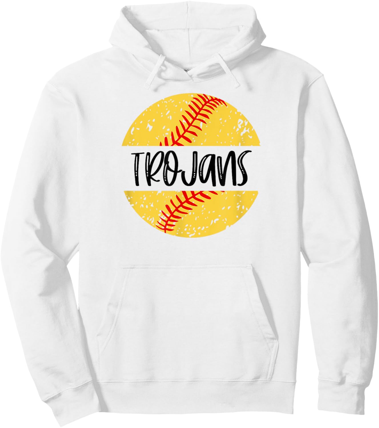 Trojans Softball Team Mascot School Spirit Game Day Hoodie - Hoodie | White
