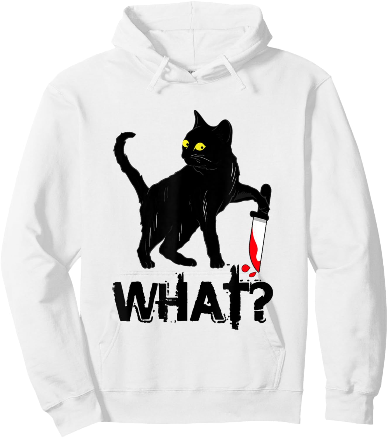 Cat What Shirt Murderous Black Cat With Knife Halloween Hoodie - Hoodie | White