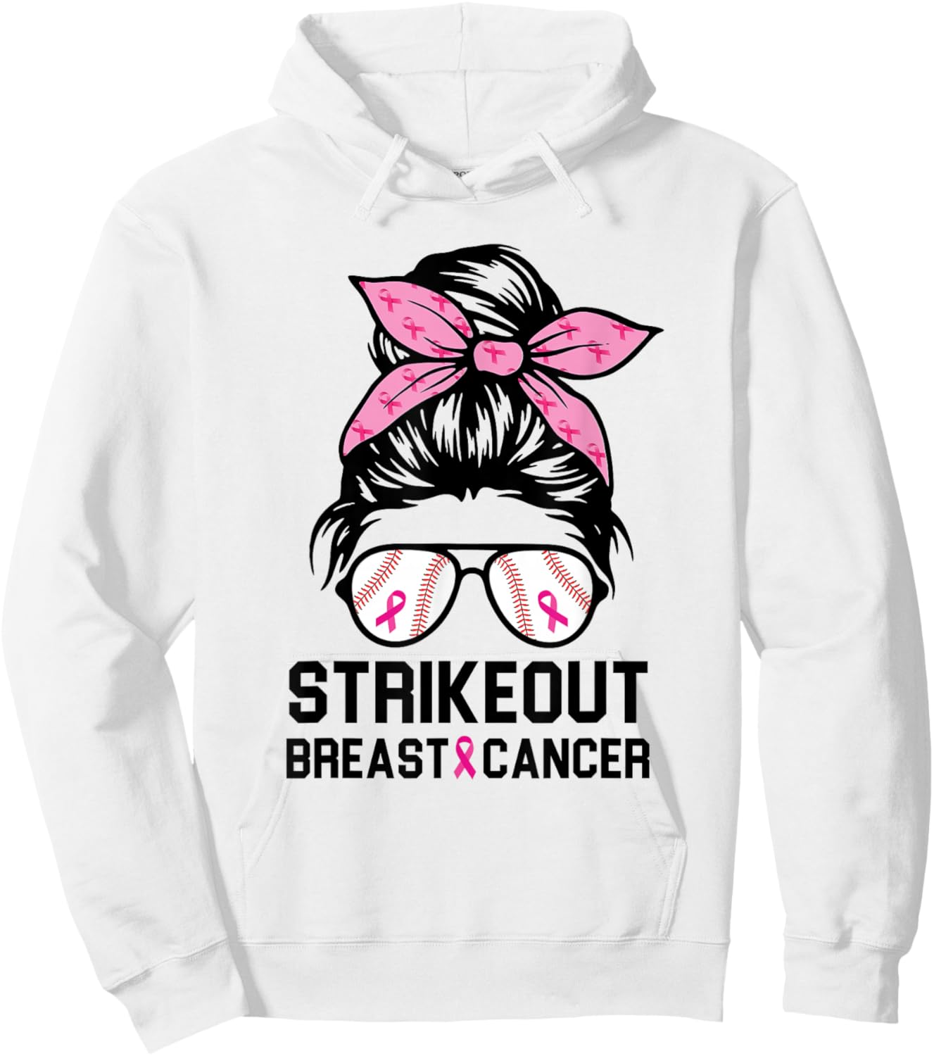 Strike Out Breast Cancer Awareness Baseball Mom Women Hoodie - Hoodie | White