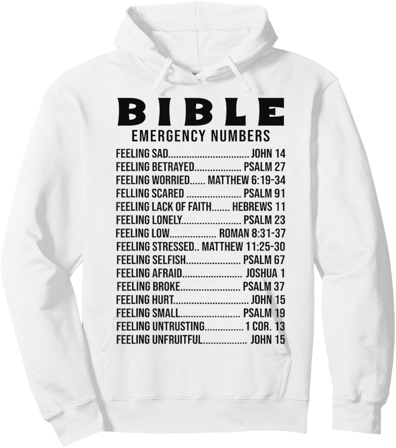 Bible Emergency Numbers Scripture Quotes Men Women Hoodie - Hoodie | White