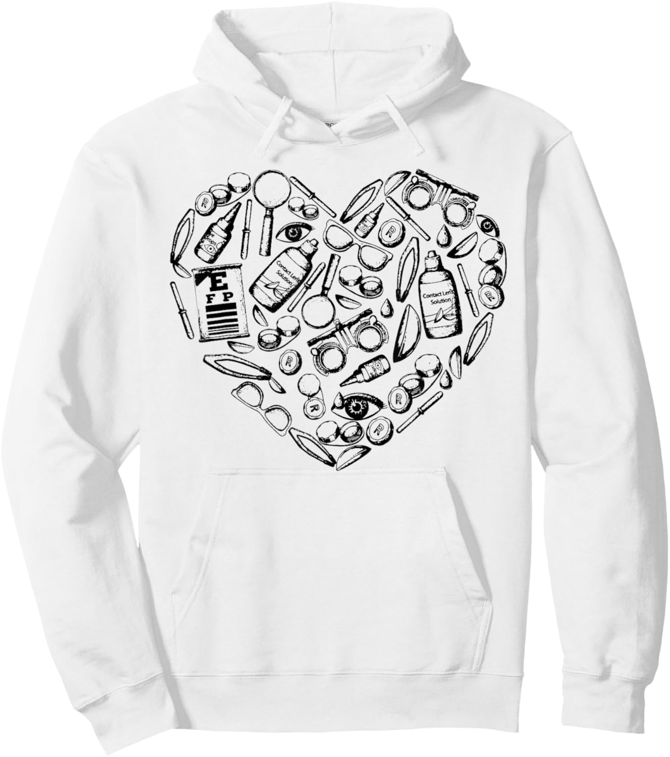 Optometry Symbols Heart, Eyeglasses Spectacles, Optician Lif Hoodie - Hoodie | White