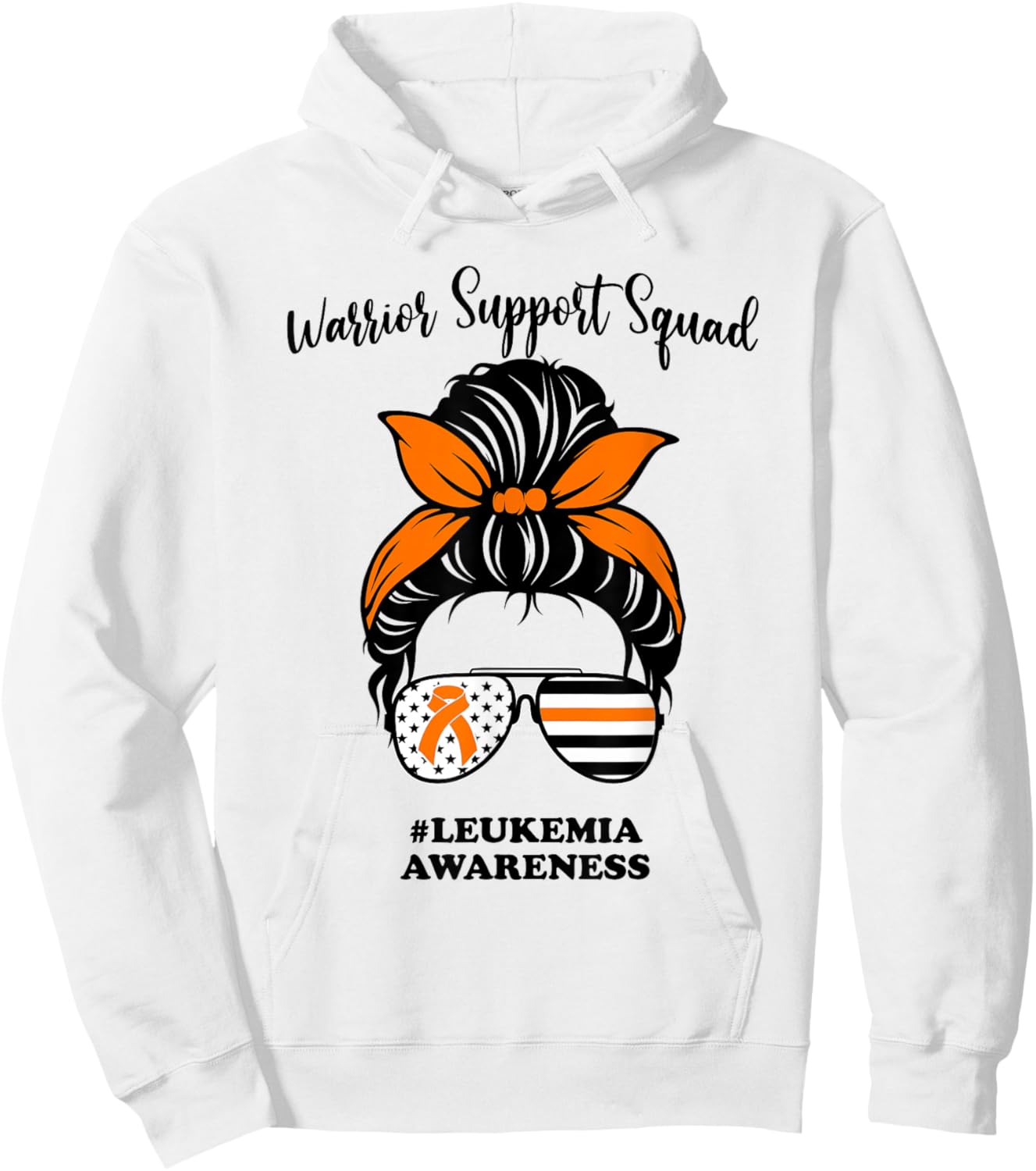 Leukemia Awareness Warrior Support Squad Messy Bun Matching Hoodie - Hoodie | White