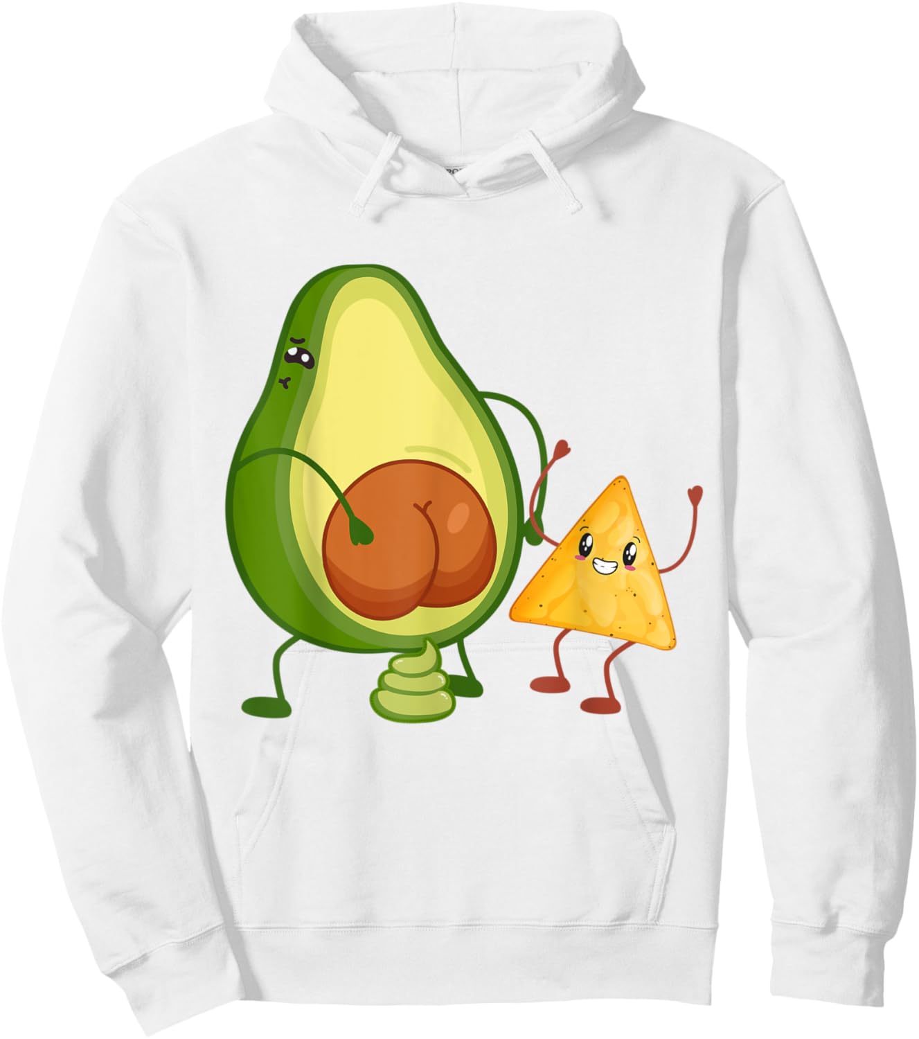 Cute Avocado Butt Pooping Guacamole with Tortilla Funny Hoodie - Hoodie | White