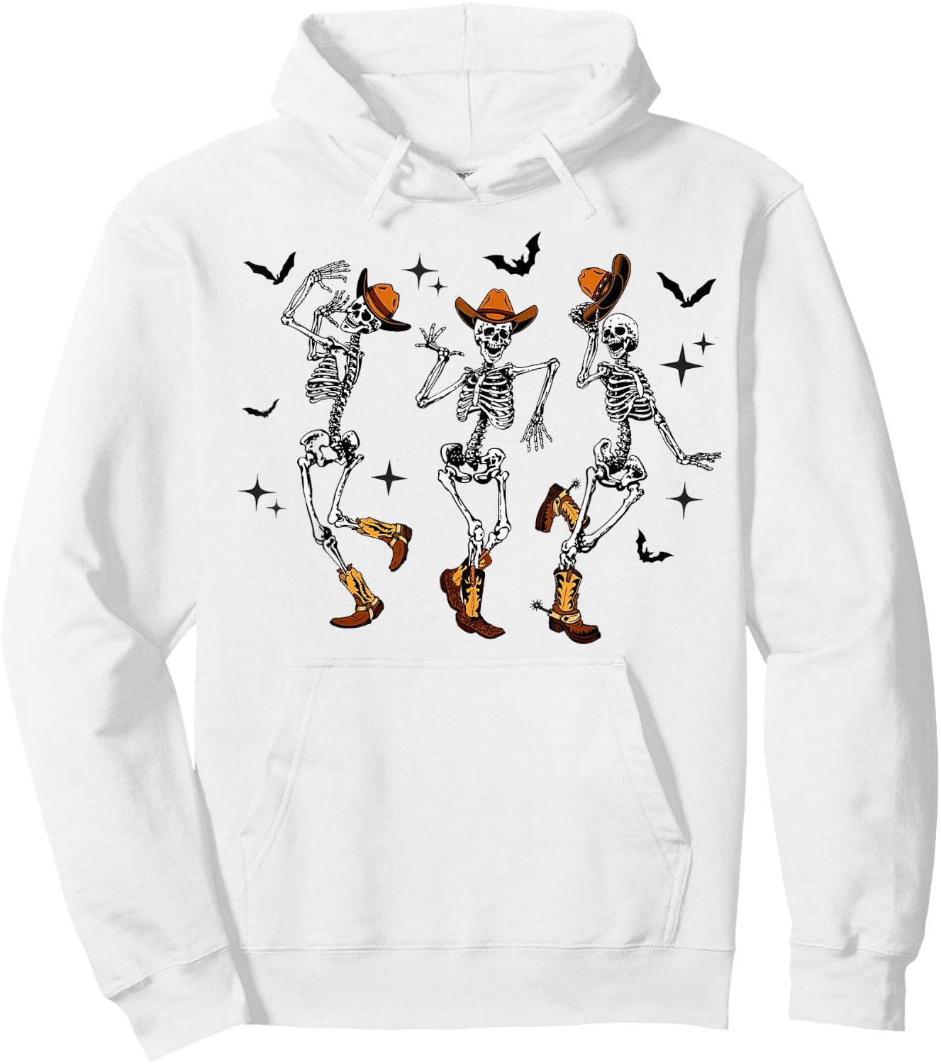 Skeleton Cowboy Dancing Halloween Hoodie - Hoodie | White