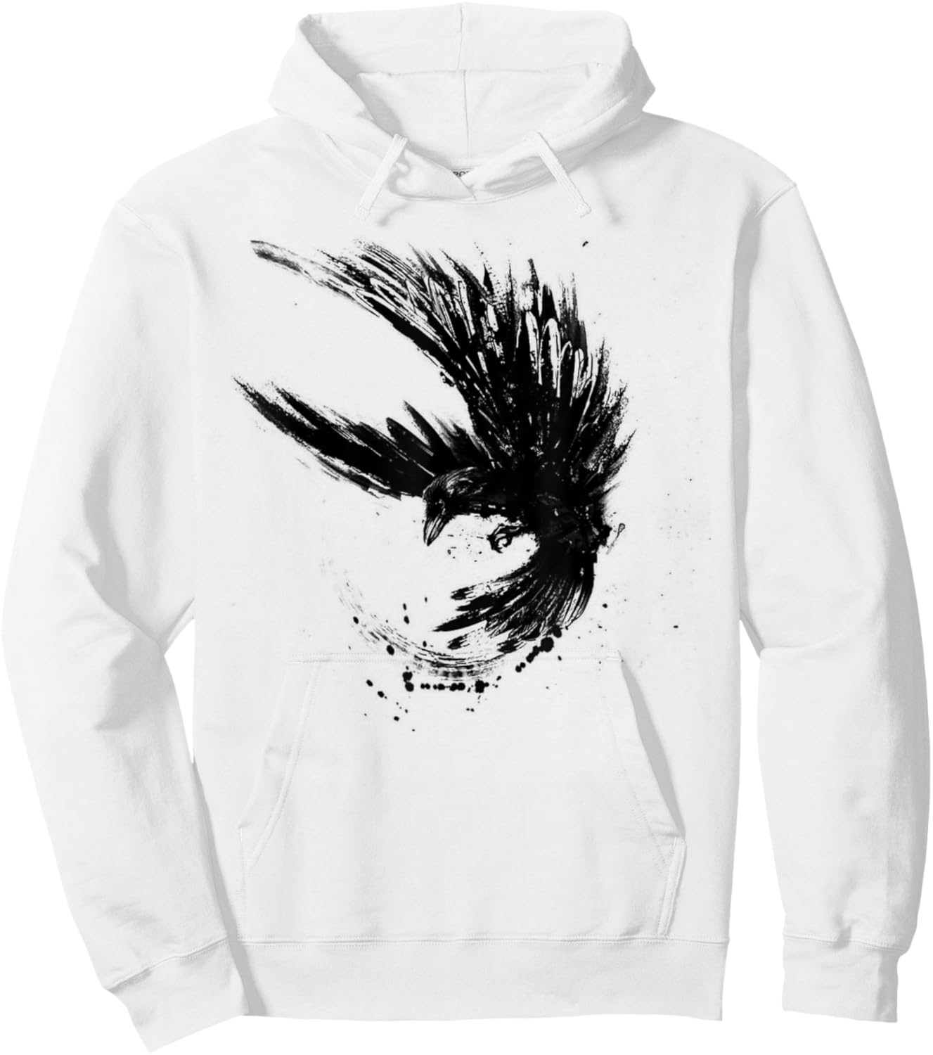 Raven , Crow Raabe Motif, Women's Men's Black Hoodie - Hoodie | White