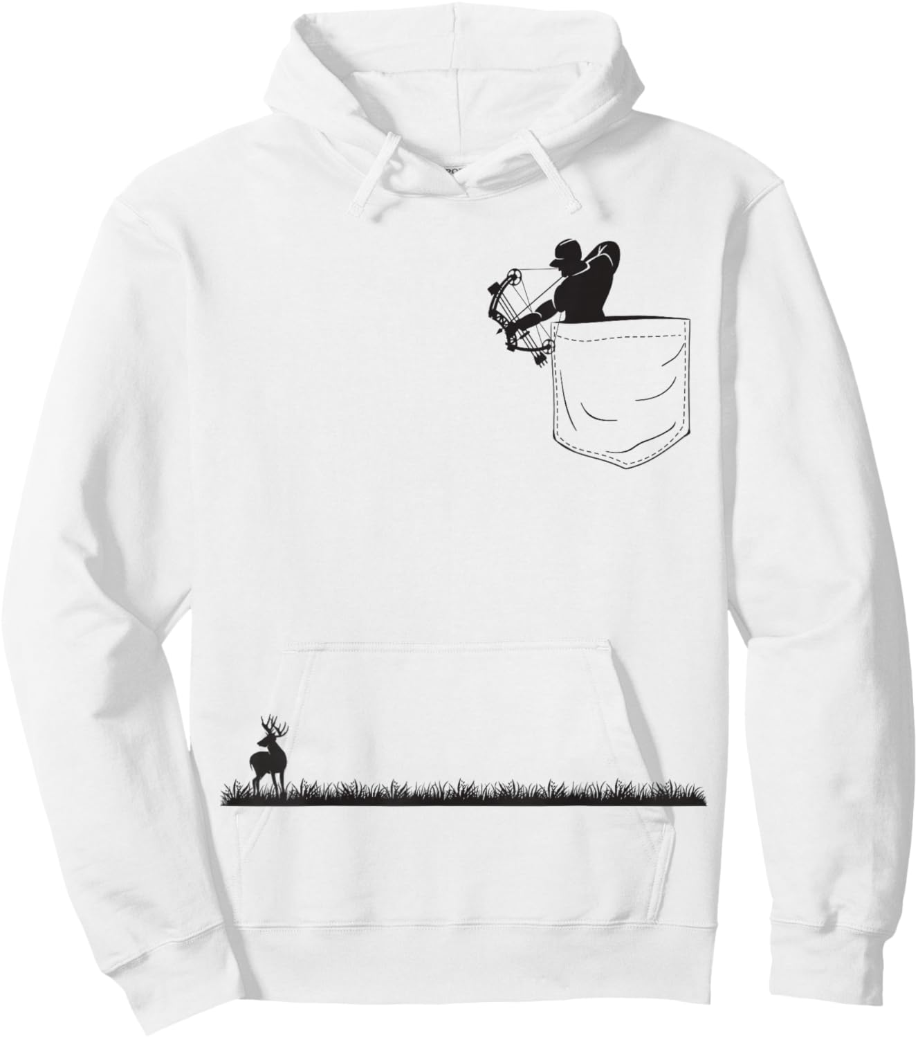 Bowhunt Shirt | Archer Deer Hunter Pocket Bowhunt Hoodie - Hoodie | White
