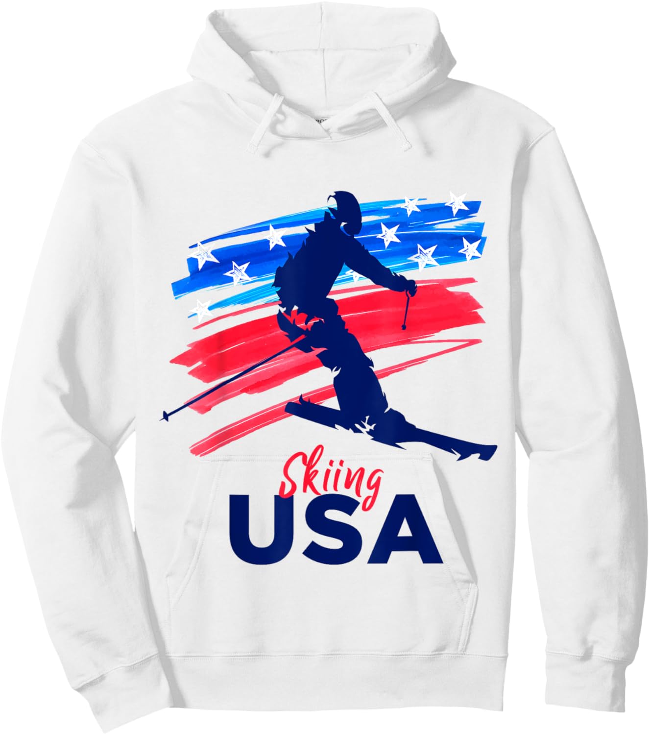 Skiing USA Support the Team USA Flag Ski Winter Hoodie - Hoodie | White