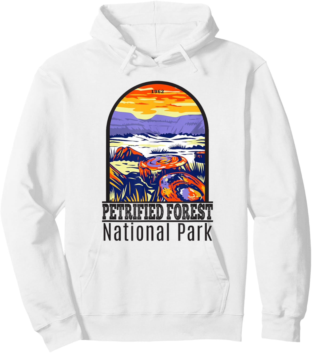 Totally Wild Designs Petrified Forest National Park Retro , Grey, Small, Classic Fit, Short Sleeve, , -Adult Hoodie - Hoodie | White