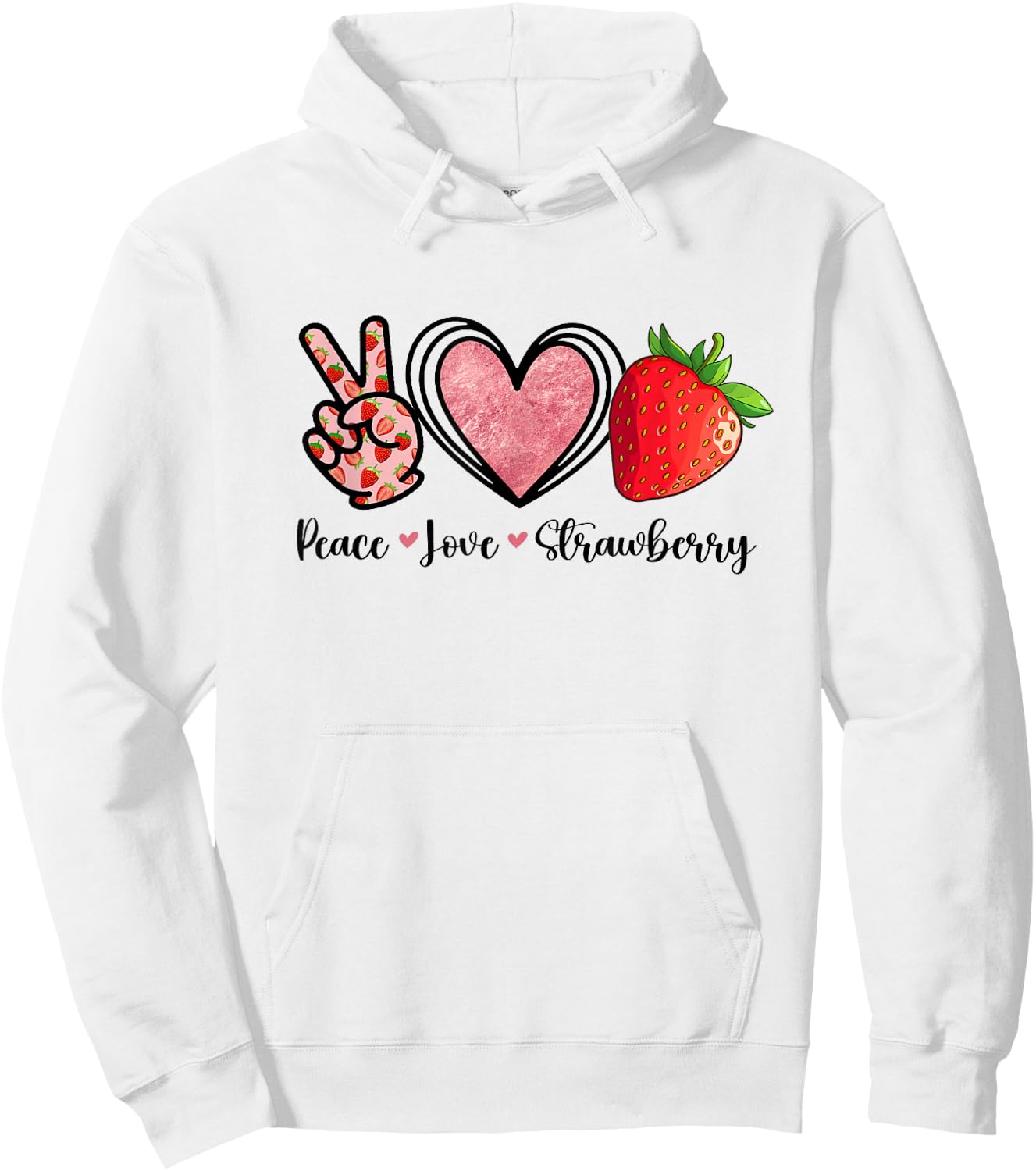 Peace Love Strawberry Shirts Farmer Strawberries Lover Fruit Hoodie - Hoodie | White