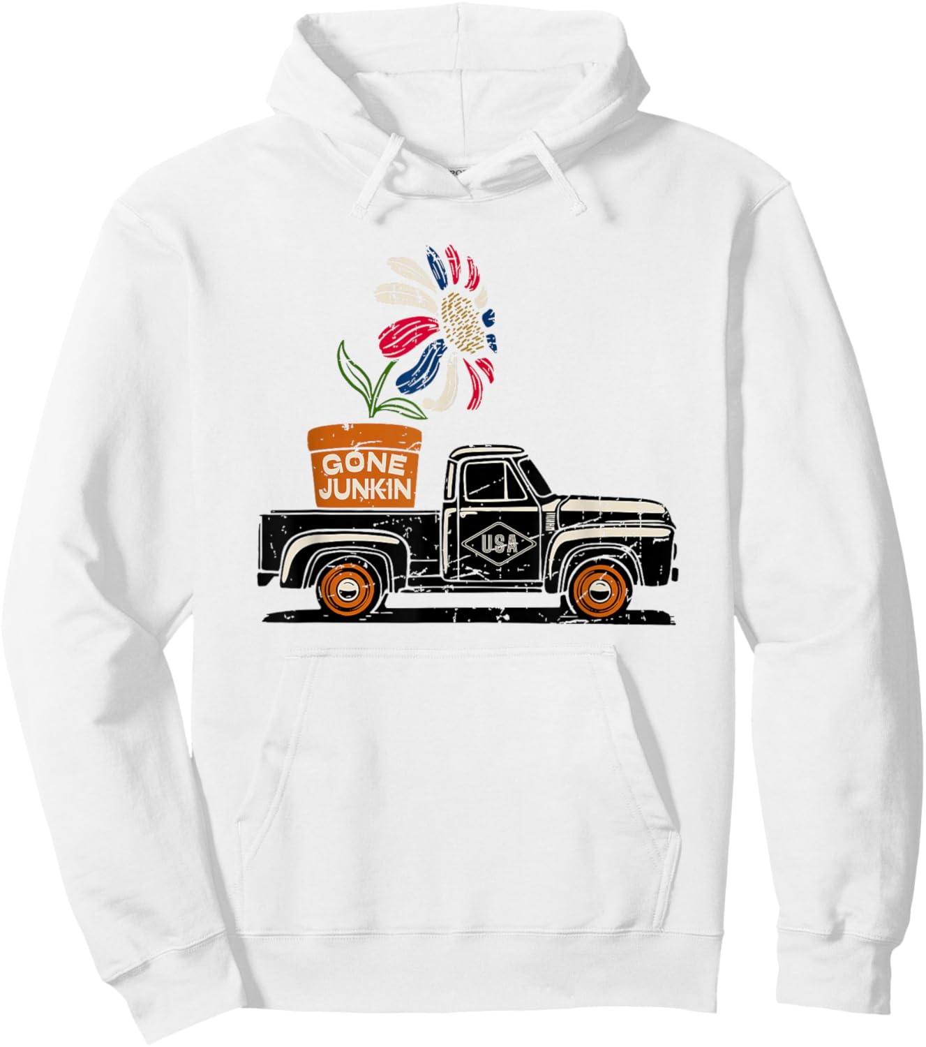 Gone Junkin - Antique Junk Thrifting Hunt Patriotic American Hoodie - Hoodie | White