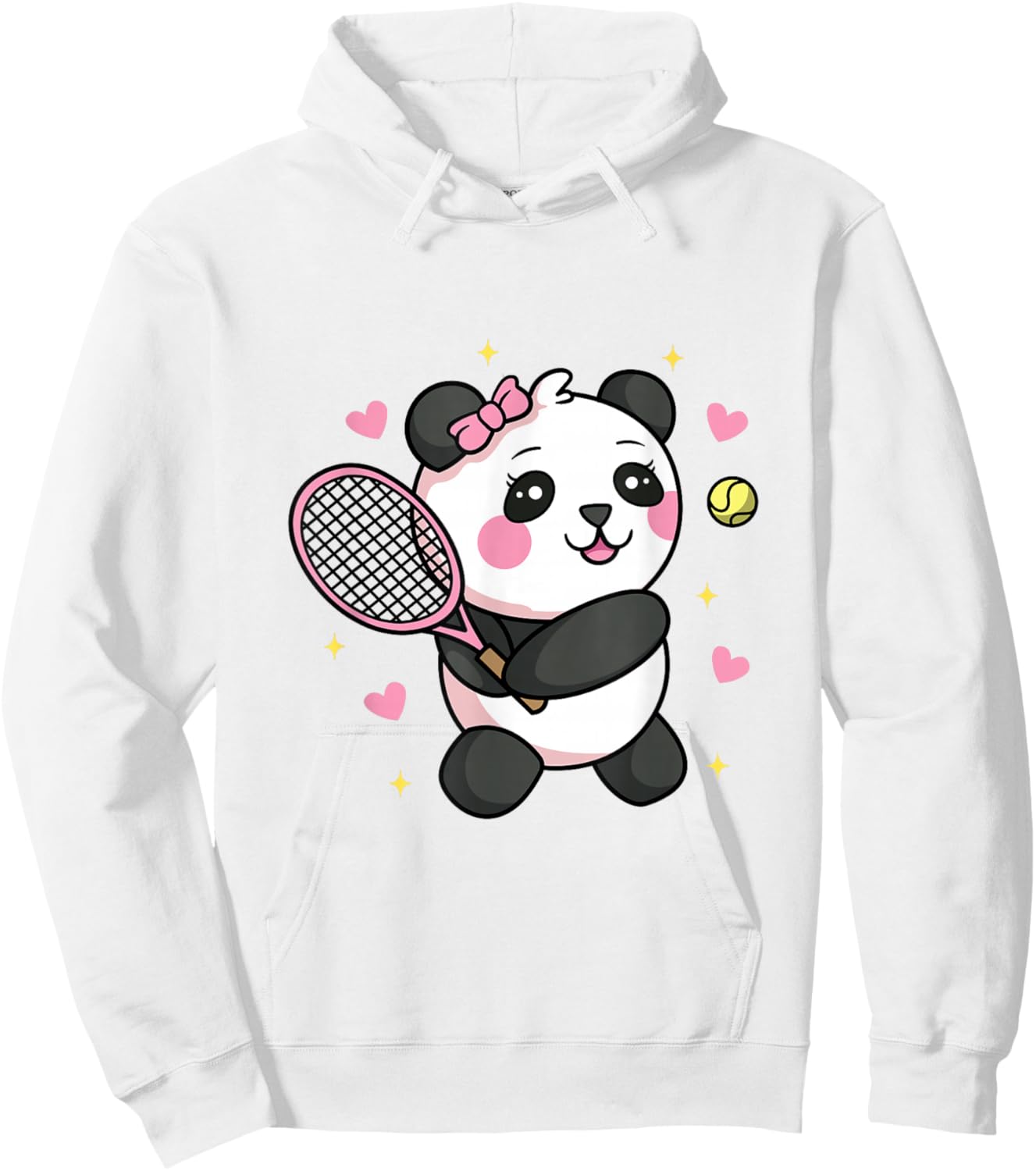 Kawaii Panda Playing Tennis Hoodie - Hoodie | White