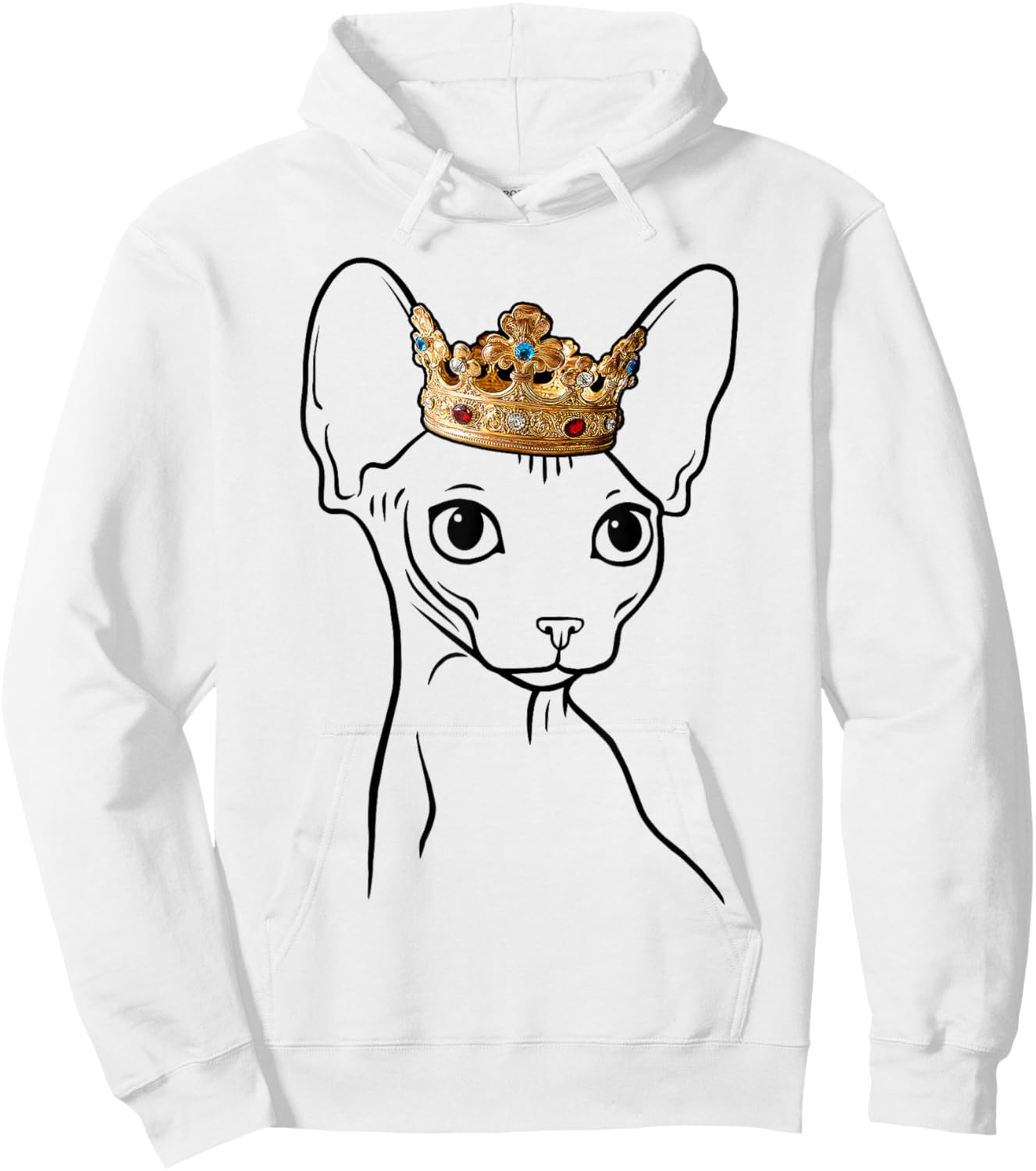Sphynx Cat Wearing Crown Men Women Girls Kids Hoodie - Hoodie | White