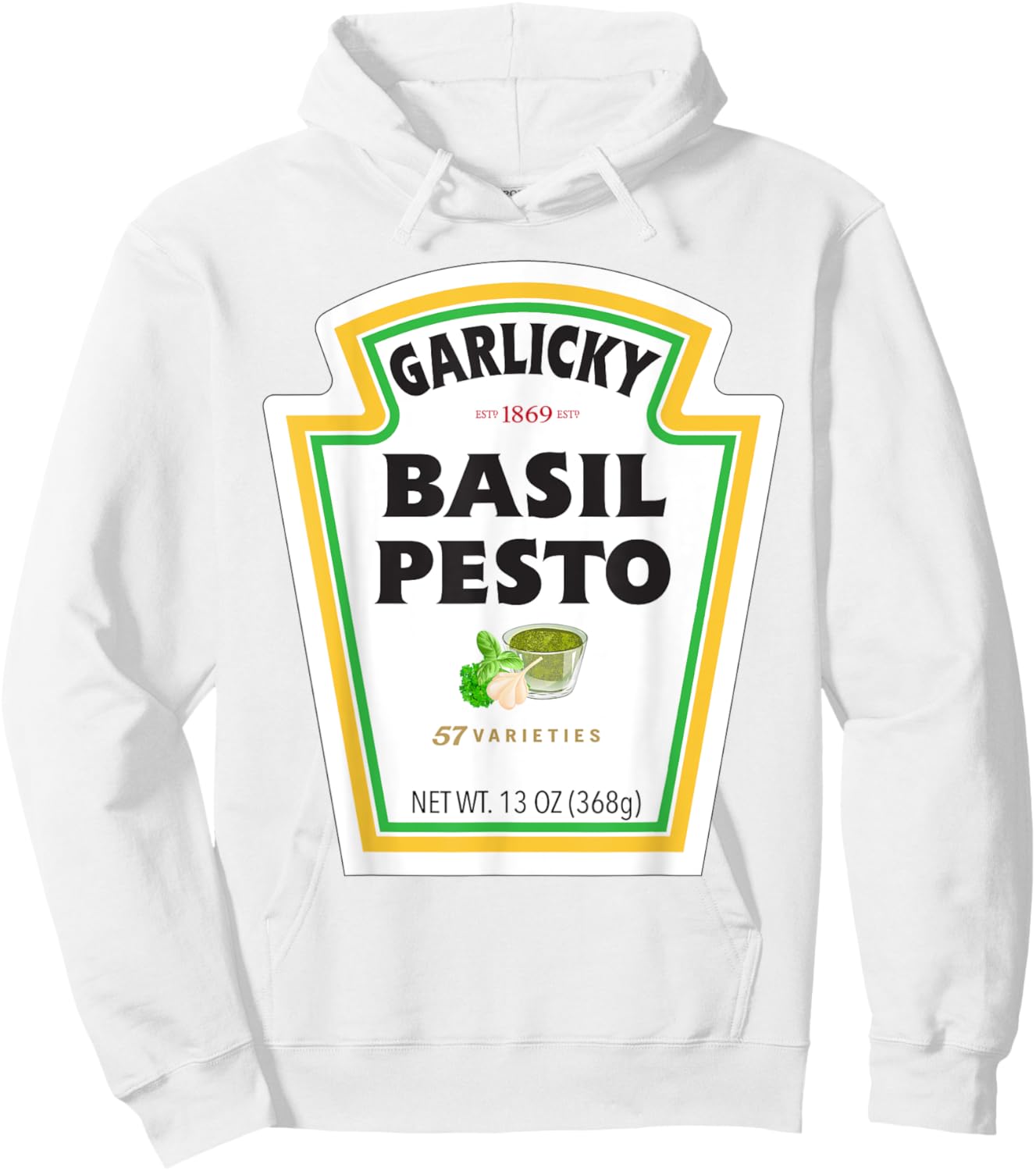 Basil Pesto Sauce Bottle Label Funny Halloween Costume Hoodie - Hoodie | White
