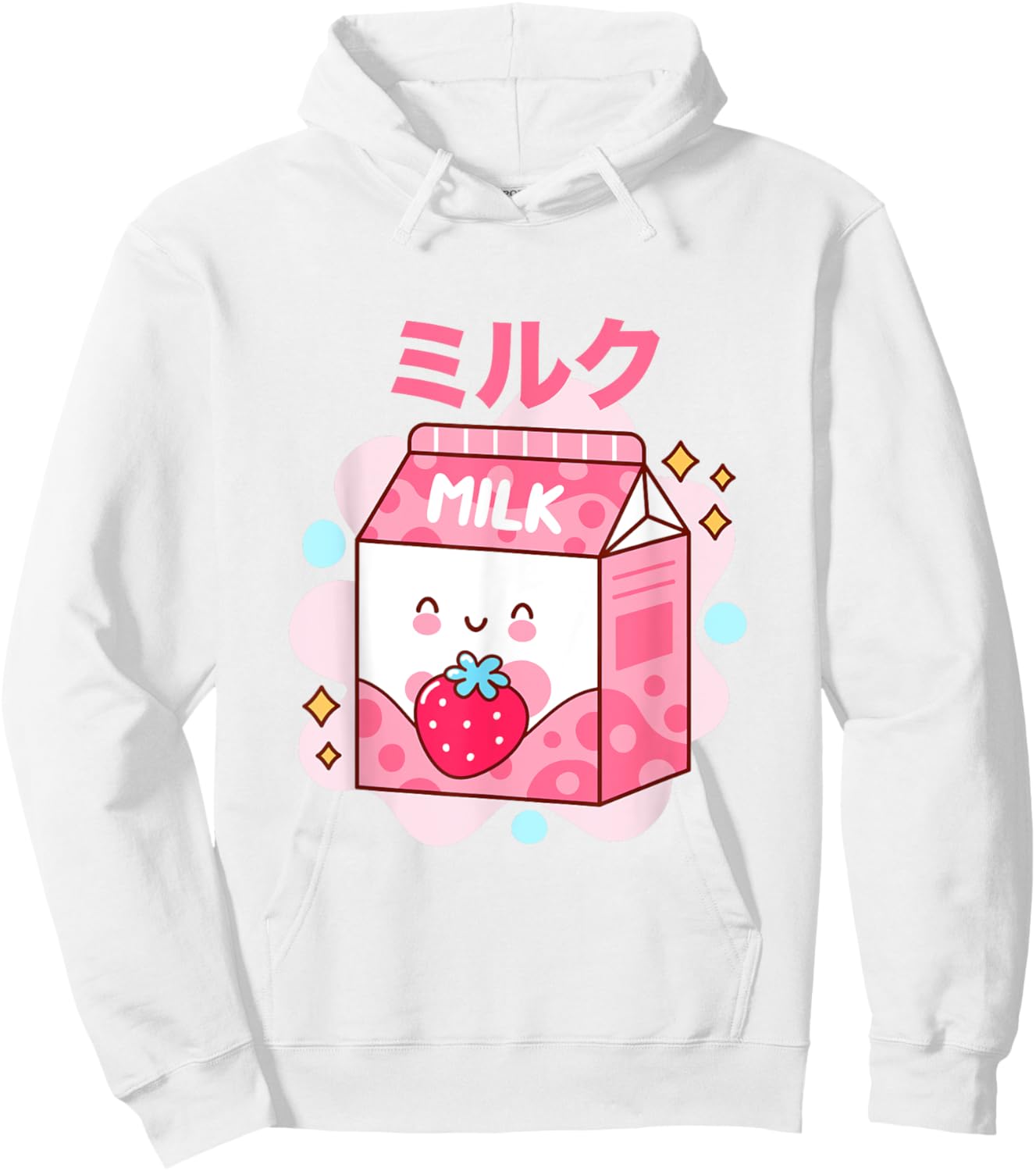 Japanese Strawberry Milk - Pink Strawberry Milk Shake Carton Hoodie - Hoodie | White