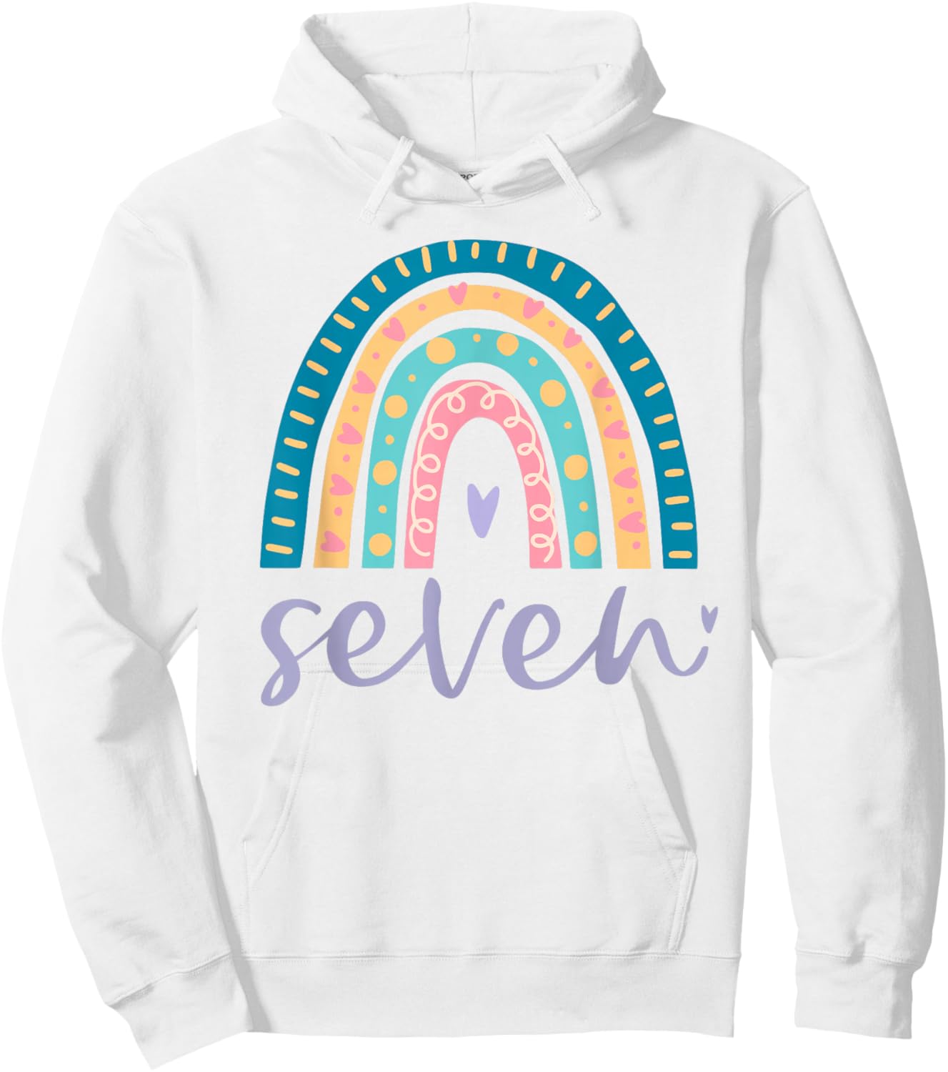 Seven Year Old Rainbow 7th Birthday Gifts for Girls 7 Bday Hoodie - Hoodie | White