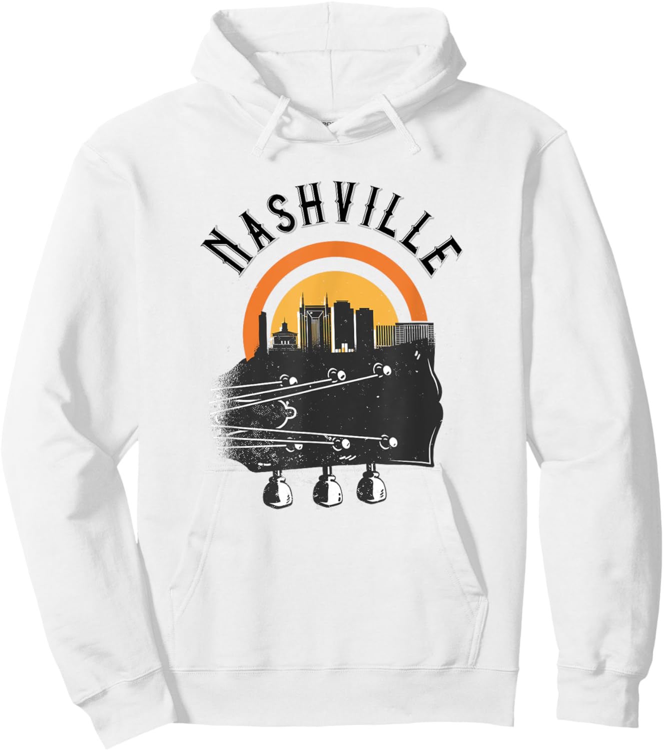 Nashville Cute / Love Country Music Guitar City Skyline Hoodie - Hoodie | White