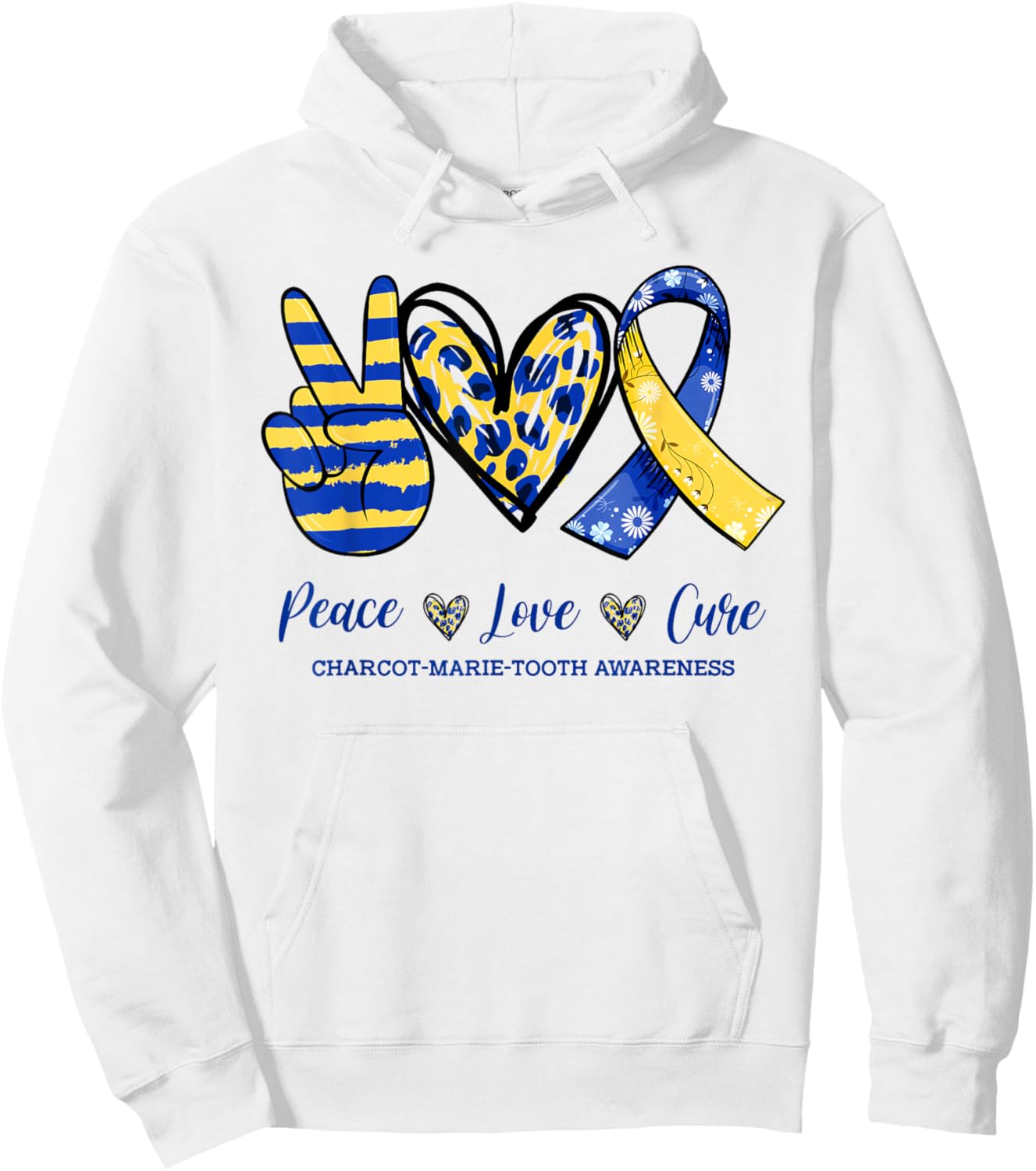 Peace Love Cure CMT Awareness 2022 Hoodie - Hoodie | White