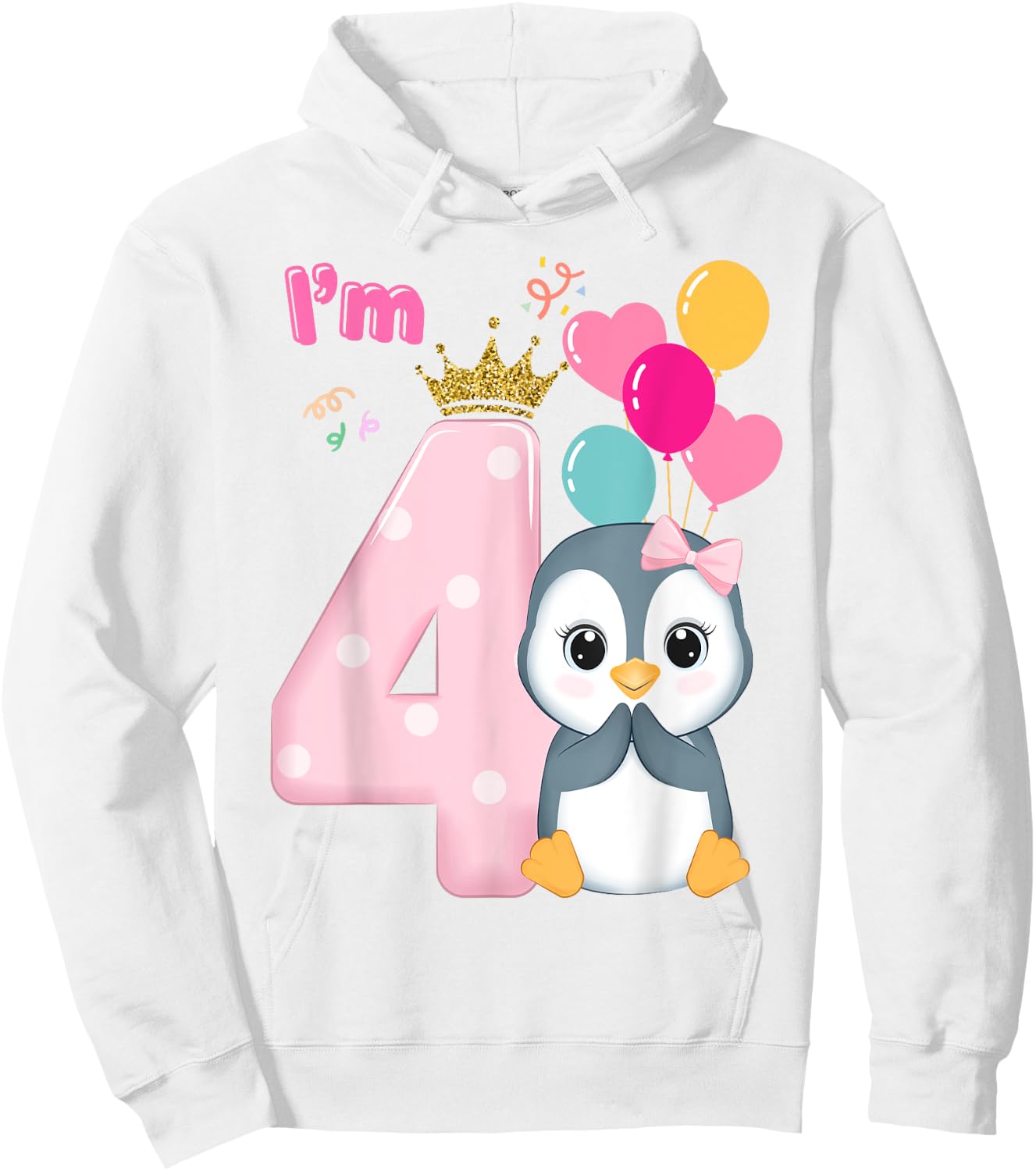 Cute Penguin 4th Birthday for Boy /Girl /Toddler Family Hoodie - Hoodie | White