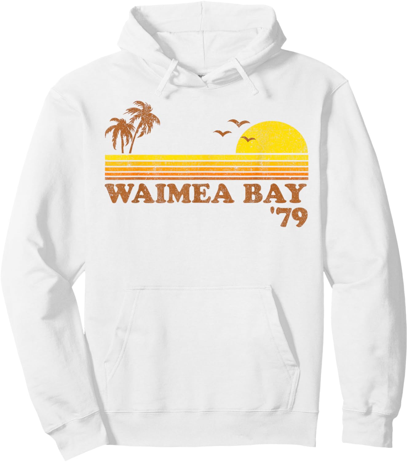 Vintage Waimea Bay Oahu Hawaii Beach Retro Sunset 70's Gift Hoodie - Hoodie | White