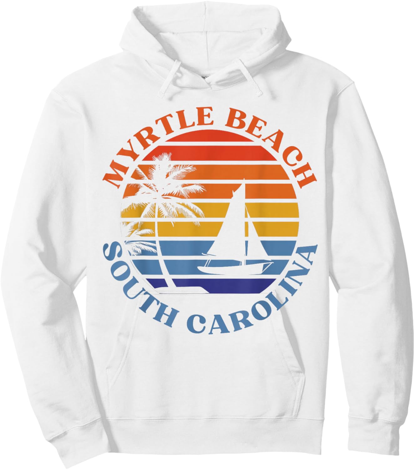 Myrtle Beach South Carolina Summer Vacation Retro Sunset Hoodie - Hoodie | White