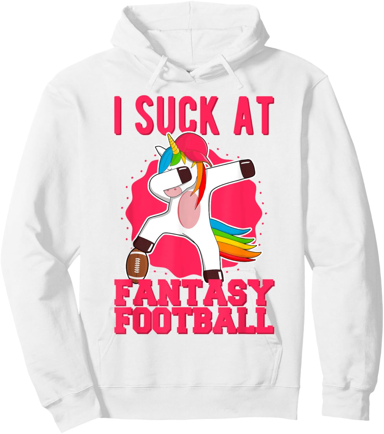 I Suck At Fantasy Football Punishment Loose Dabbing Unicorn Hoodie - Hoodie | White