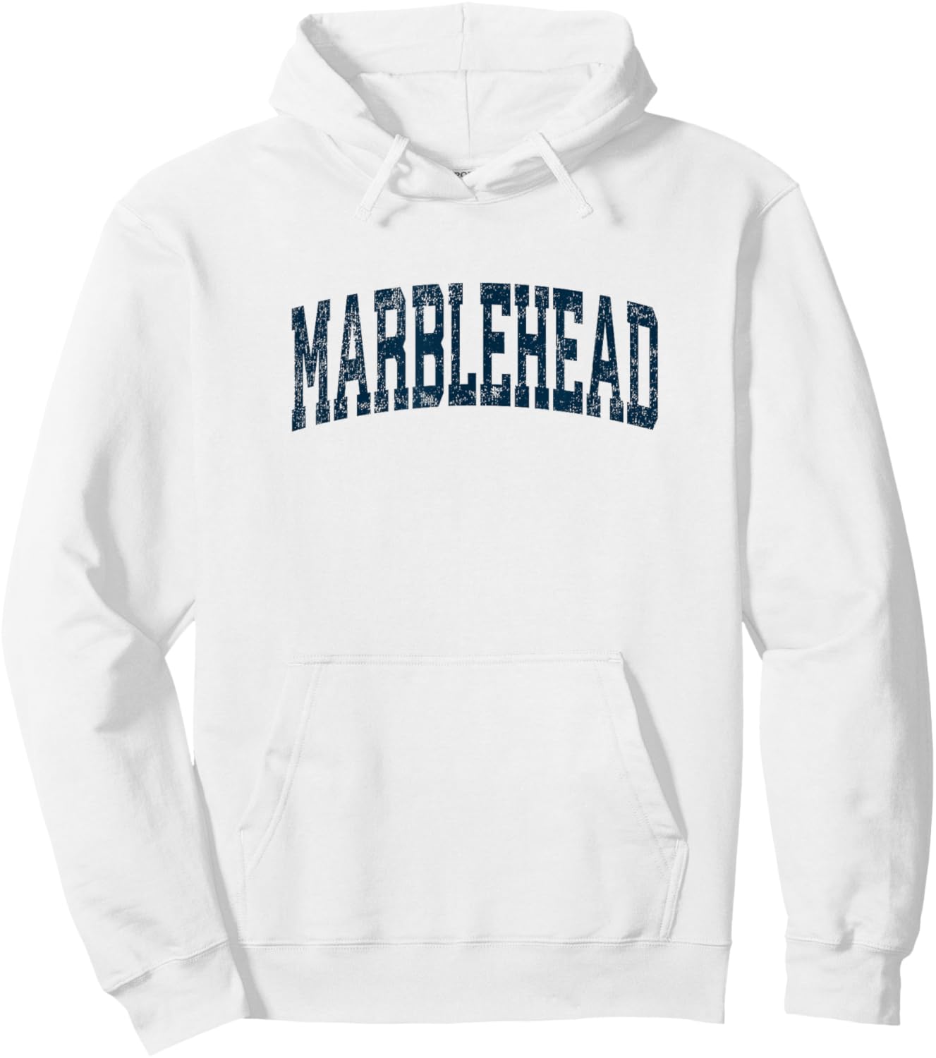 Marblehead Massachusetts MA Vintage Athletic Sports Navy Des Hoodie - Hoodie | White