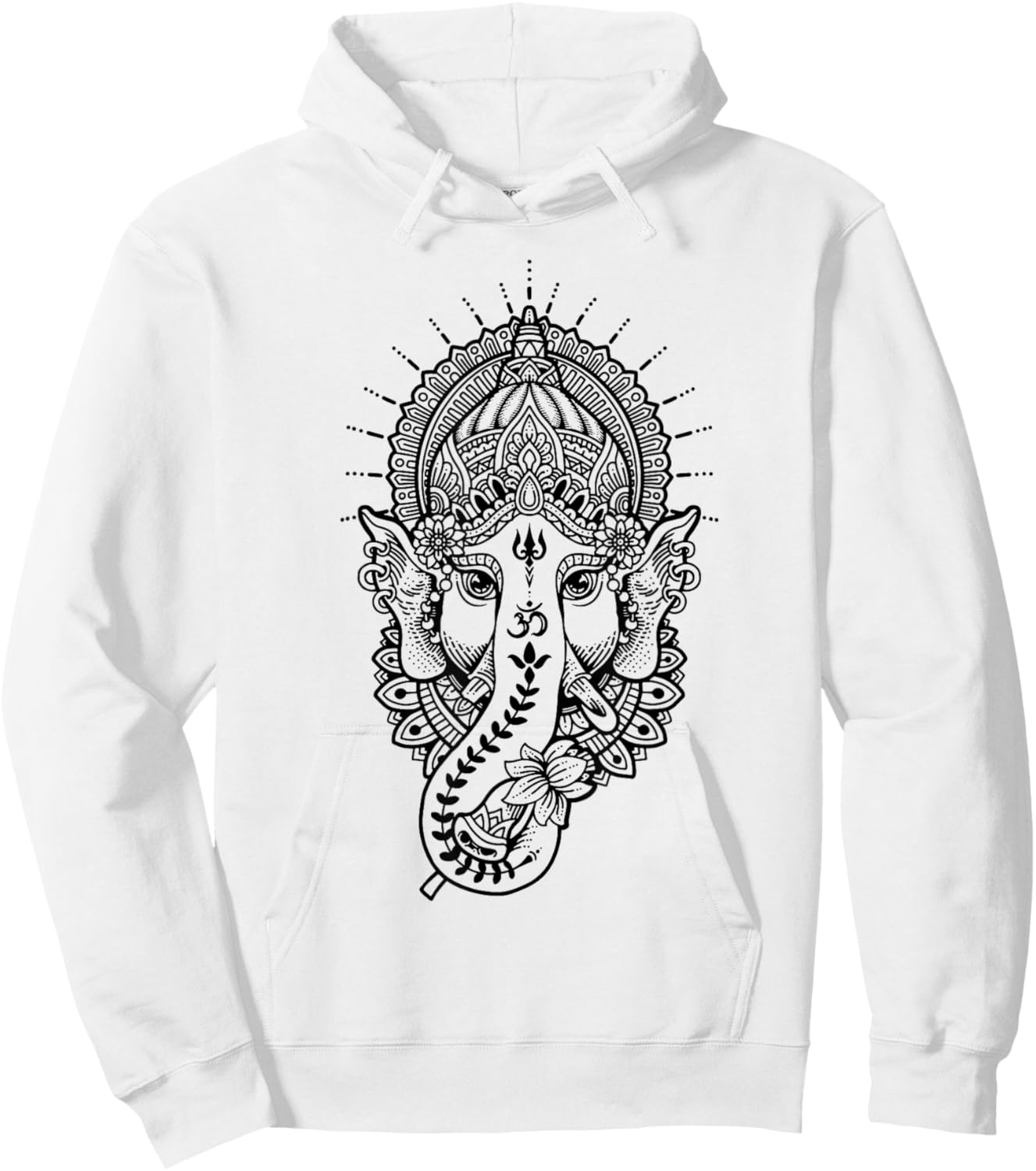 Ganesh Symbol Yoga Hindu Men Women Meditation Hoodie - Hoodie | White