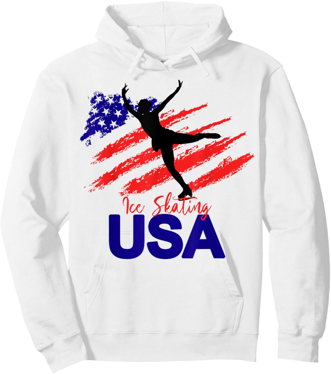 Ice Skating Dance USA Flag Support The Team Hoodie - Hoodie | White