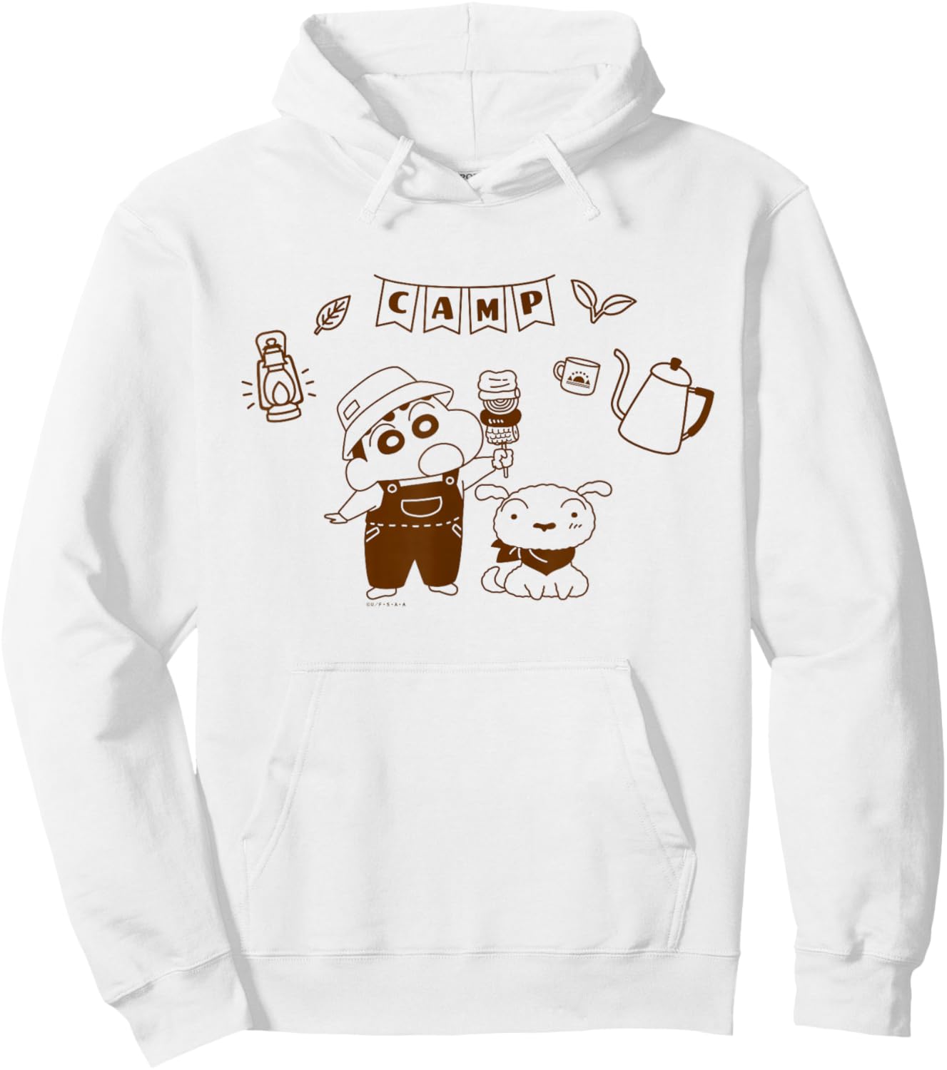 Crayon Shin-chan Nohara Family Camp Shin-chan and Shiro Hoodie - Hoodie | White