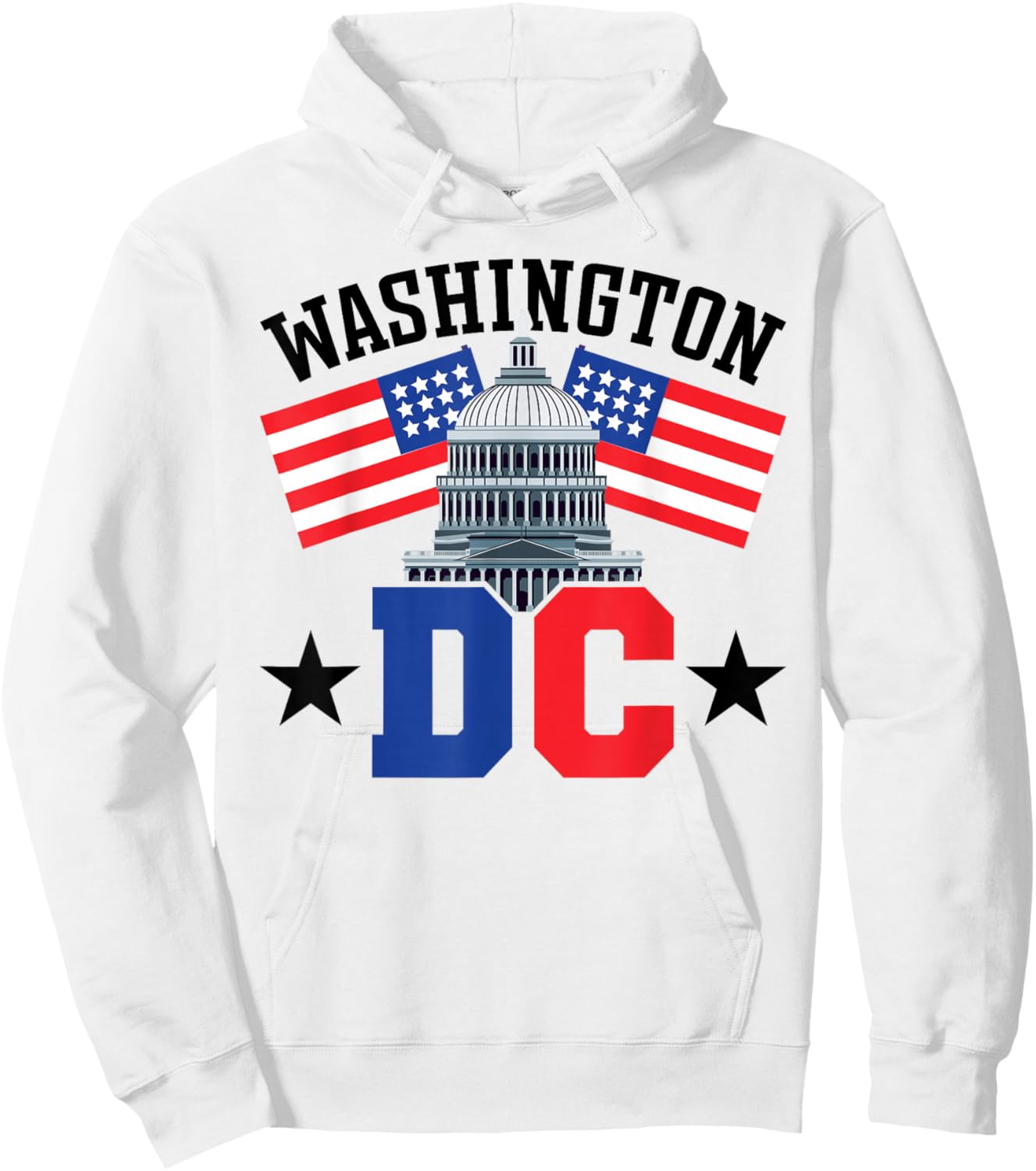 Washington DC Capitol Hill American Flag USA Pride Souvenir Hoodie - Hoodie | White