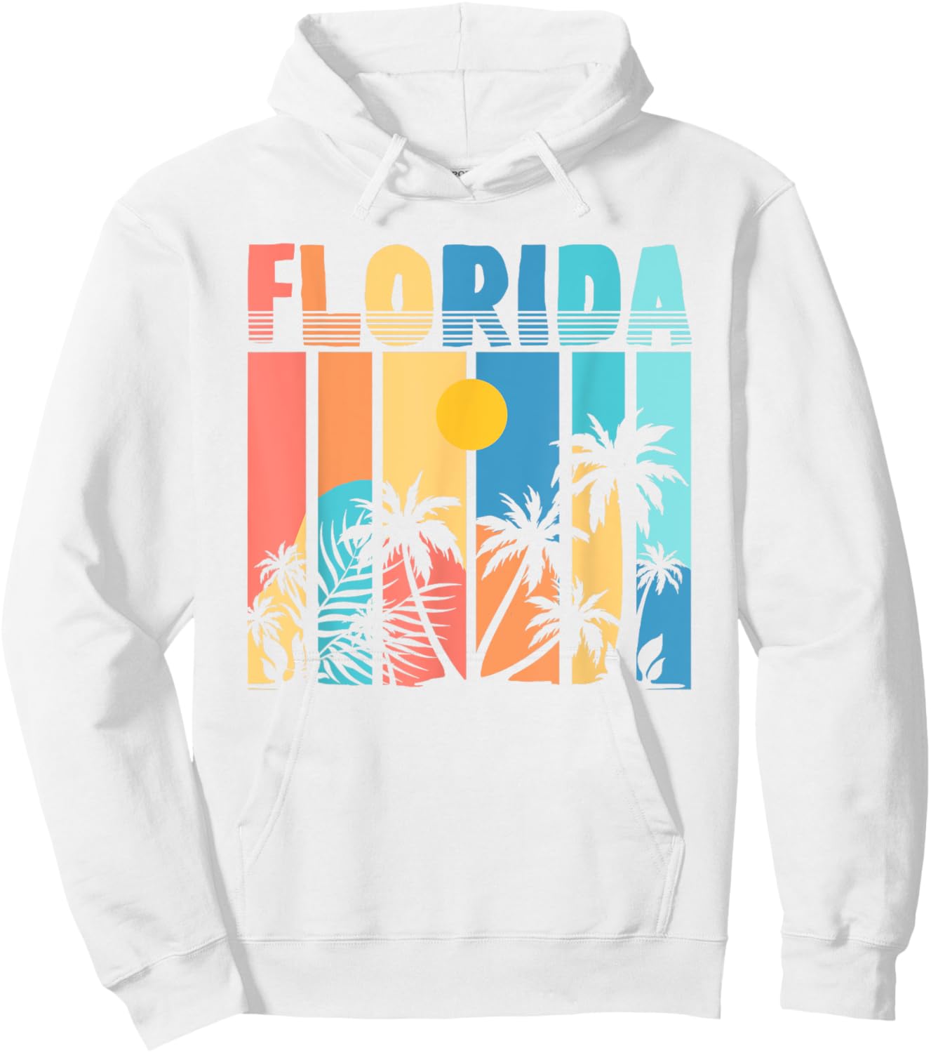 Retro FL Palm Trees Summer Vibes Tropical Miami Florida Men Women Kids Hoodie - Hoodie | White