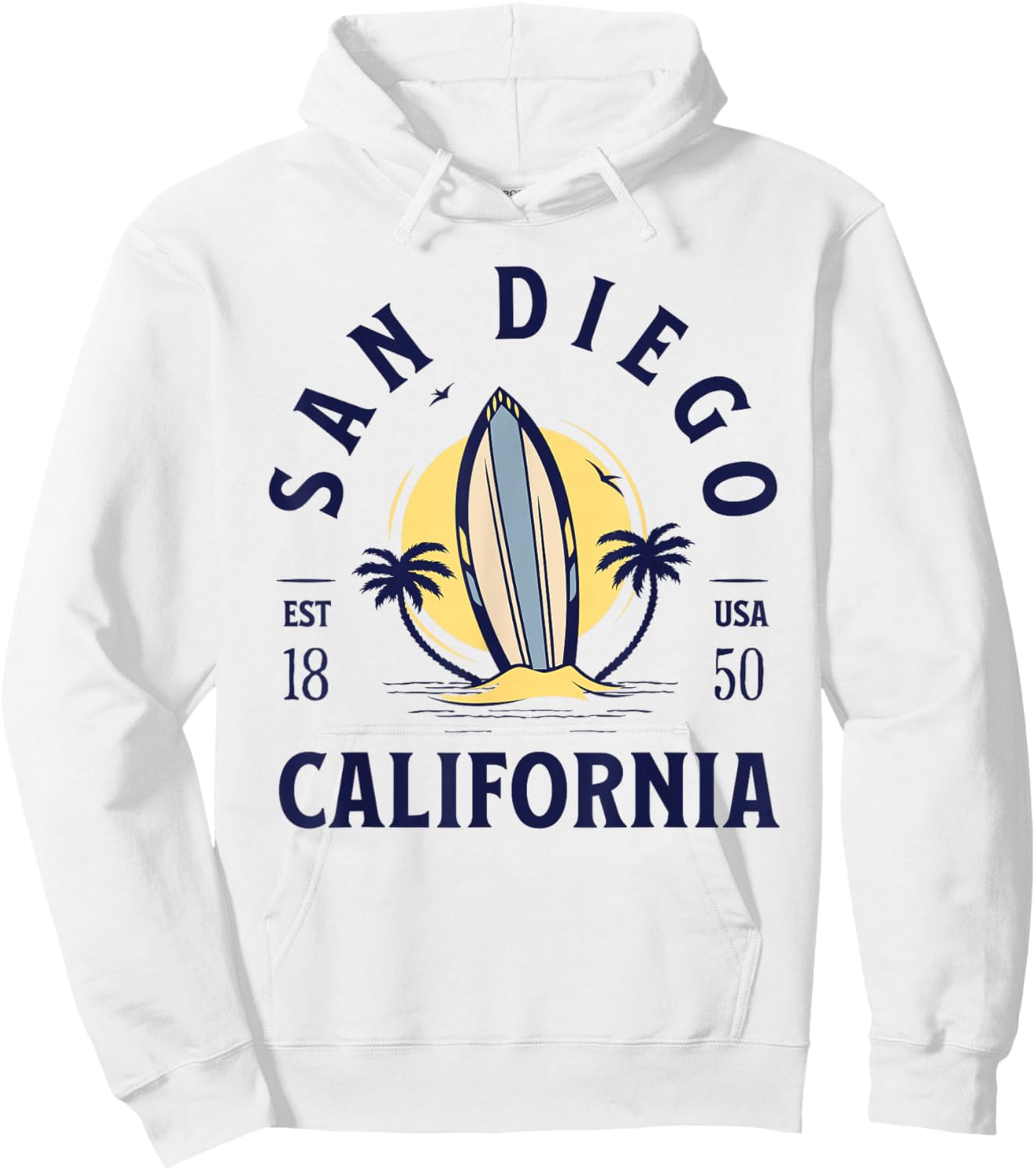 San Diego California Beach Surf Summer Vacation Vintage Hoodie - Hoodie | White