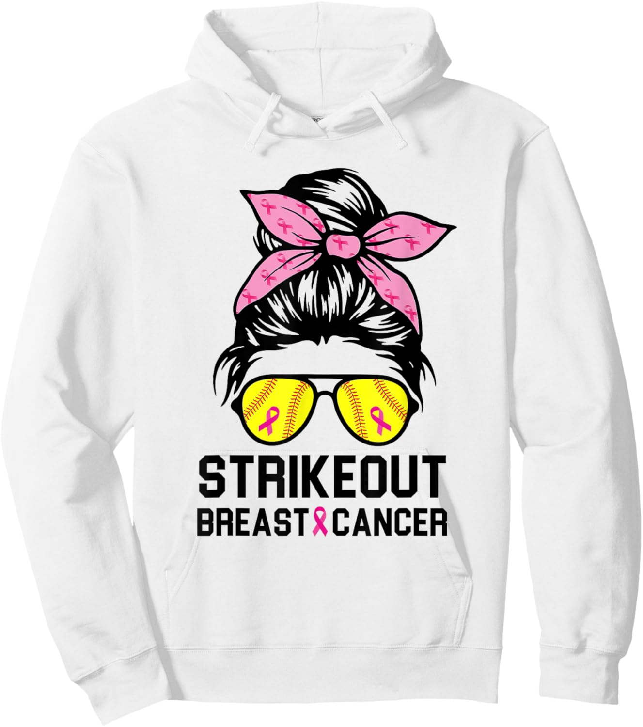 Strike Out Breast Cancer Awareness Softball Mom Women Hoodie - Hoodie | White