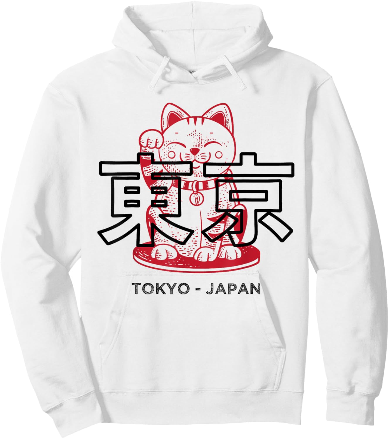 Maneki Neko Shirt Japanese Lucky Cat Anime Tokyo Japan Hoodie - Hoodie | White