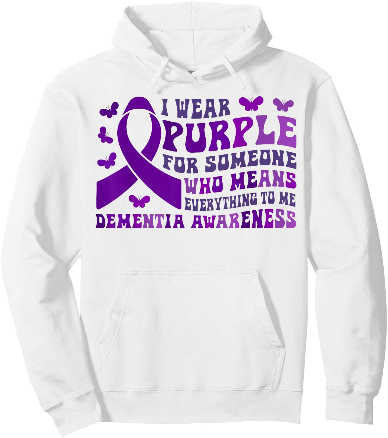 Alzheimer's Awareness I Wear Purple For Someone Butterfly Hoodie - Hoodie | White