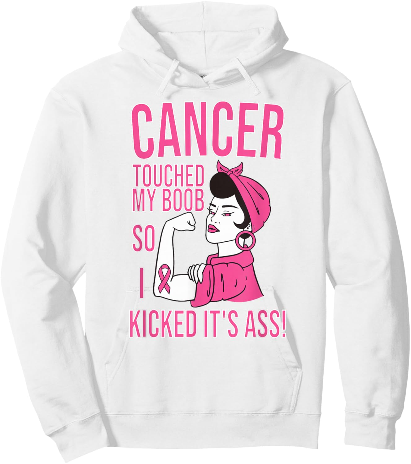 Cancer Touched My Boob So I Kicked Its Breast Cancer Hoodie - Hoodie | White