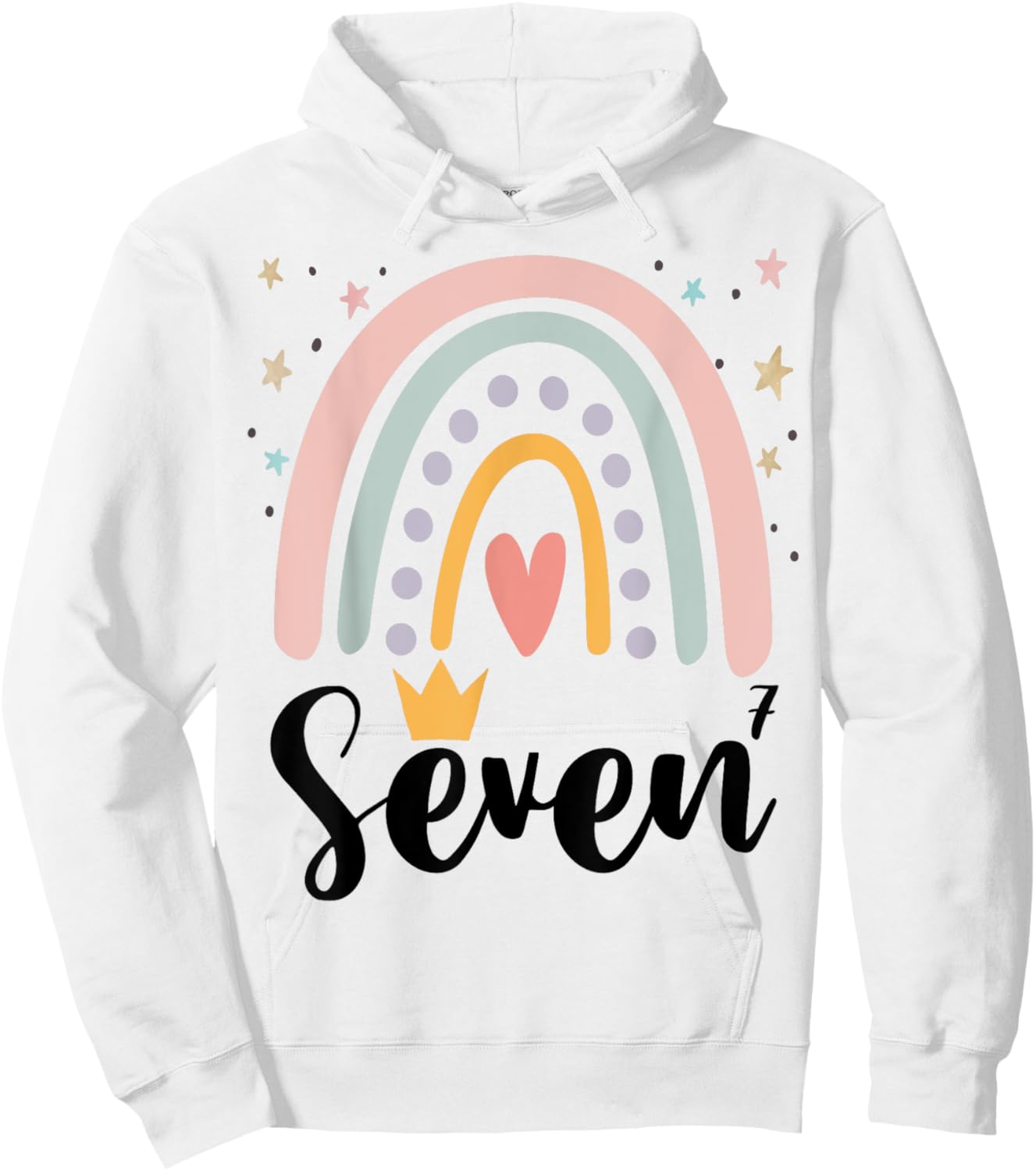 Seven Year Birthday Rainbow Party Family 7 Year Old Hoodie - Hoodie | White