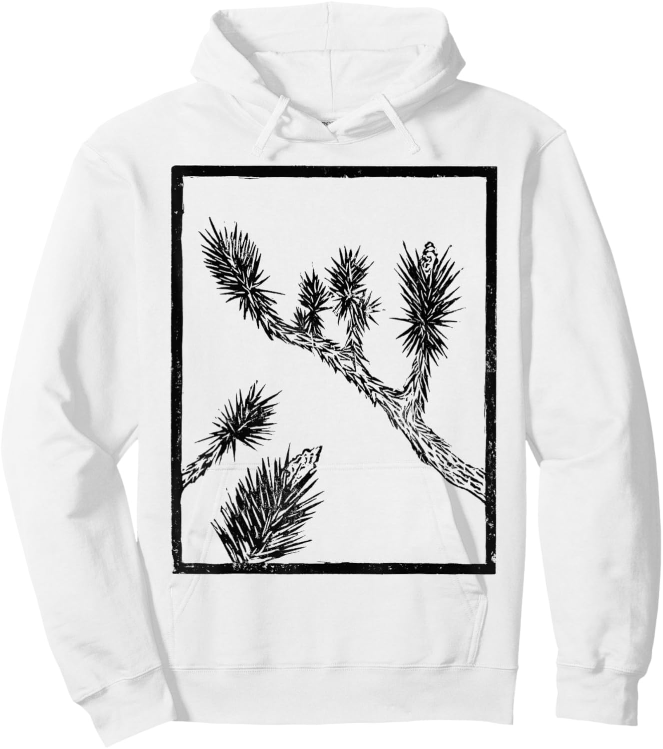 Joshua Tree Linocut Print - Black Ink Hoodie - Hoodie | White