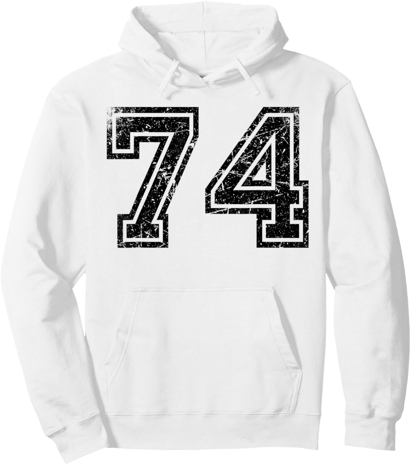 Vintage Number #74 Black Sports Team Number Hoodie - Hoodie | White