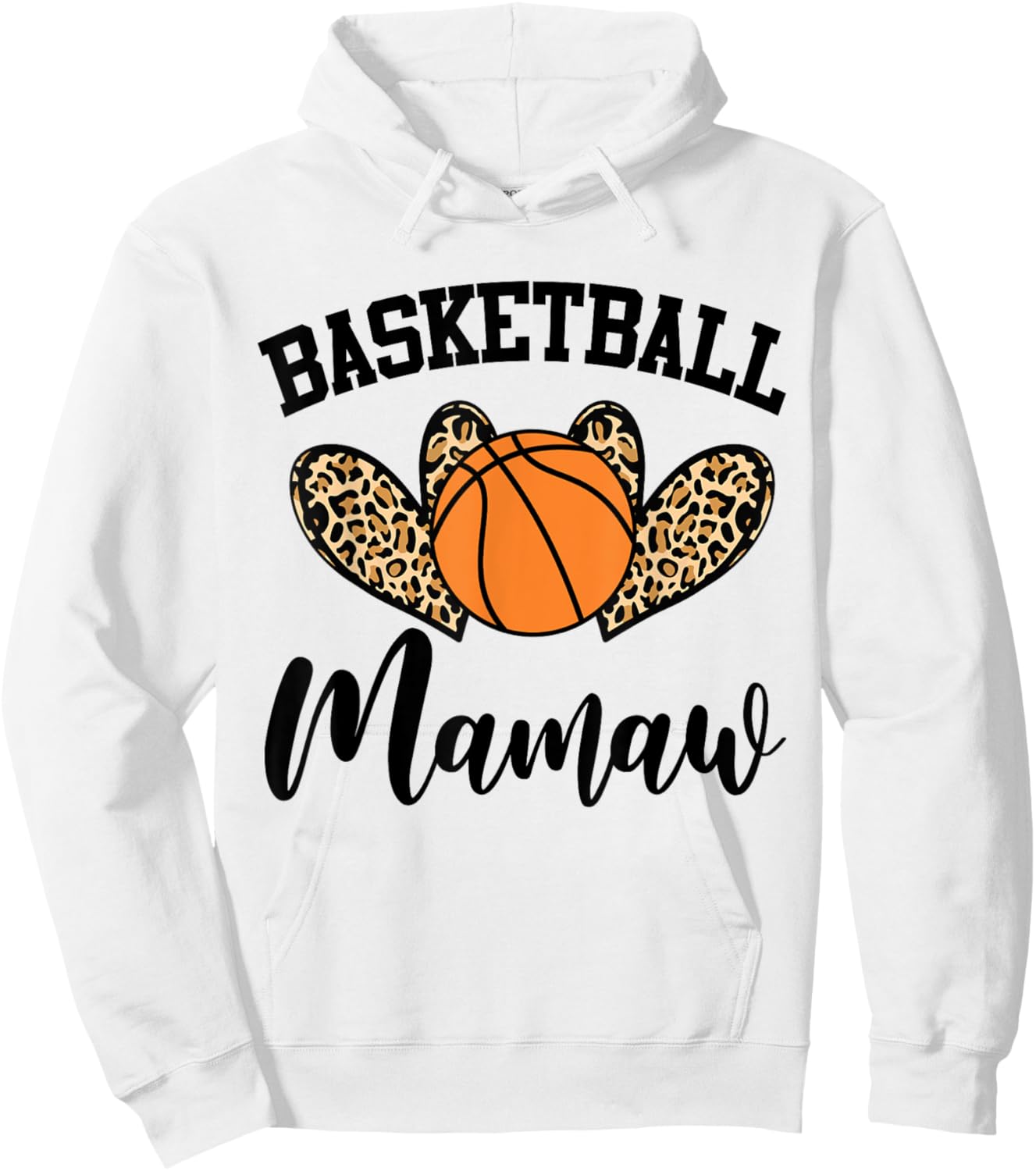 Basketball Mamaw Leopard Heart Funny Hoodie - Hoodie | White