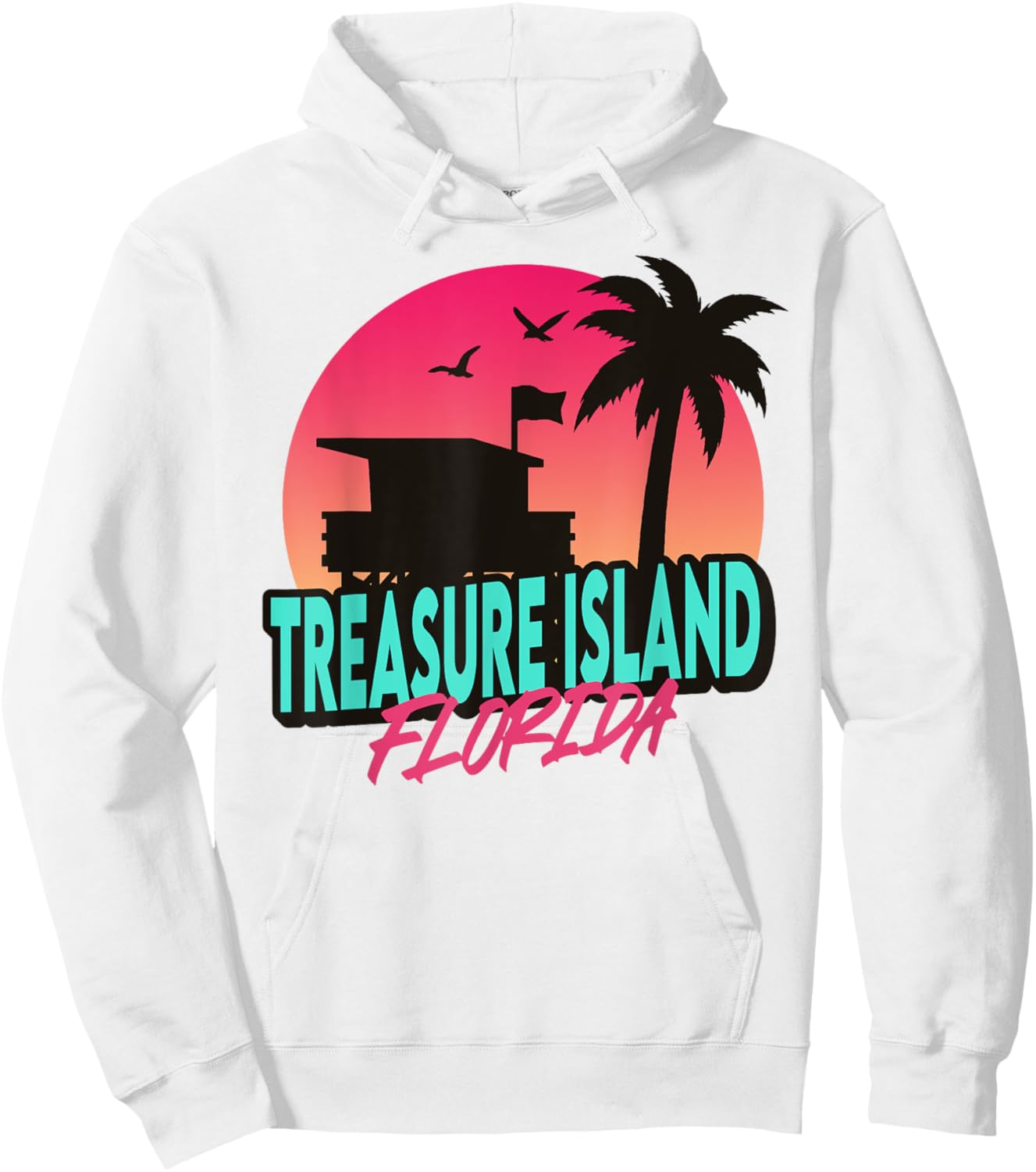Vintage Treasure Island Beach Florida Palm Trees FL Retro Men Women Girls Kids Hoodie - Hoodie | White