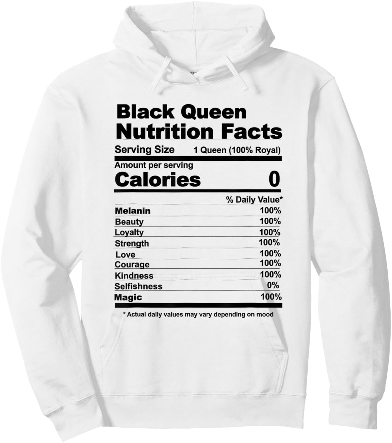 Black Queen nutritional facts Hoodie - Hoodie | White