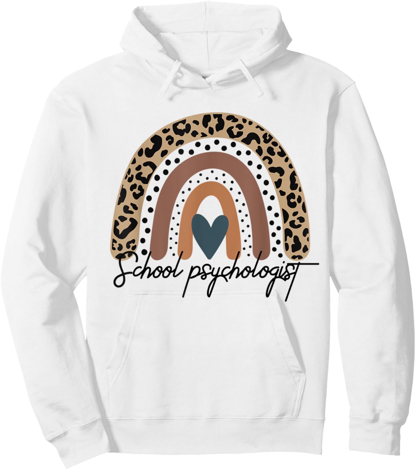 School Psychologist Leopard Rainbow Psychology Hoodie - Hoodie | White