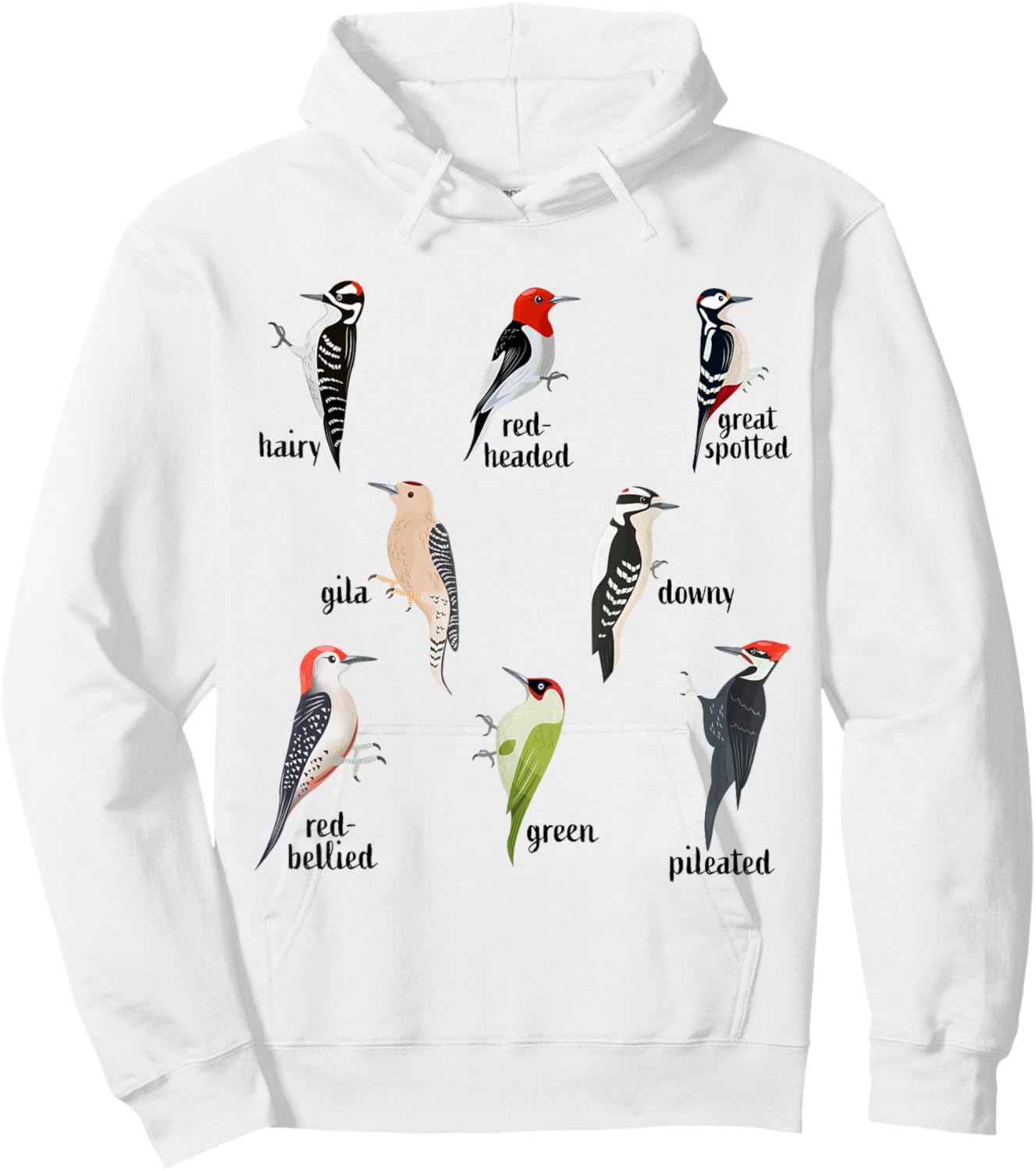 Types of Woodpecker Bird watching Wildlife Hoodie - Hoodie | White
