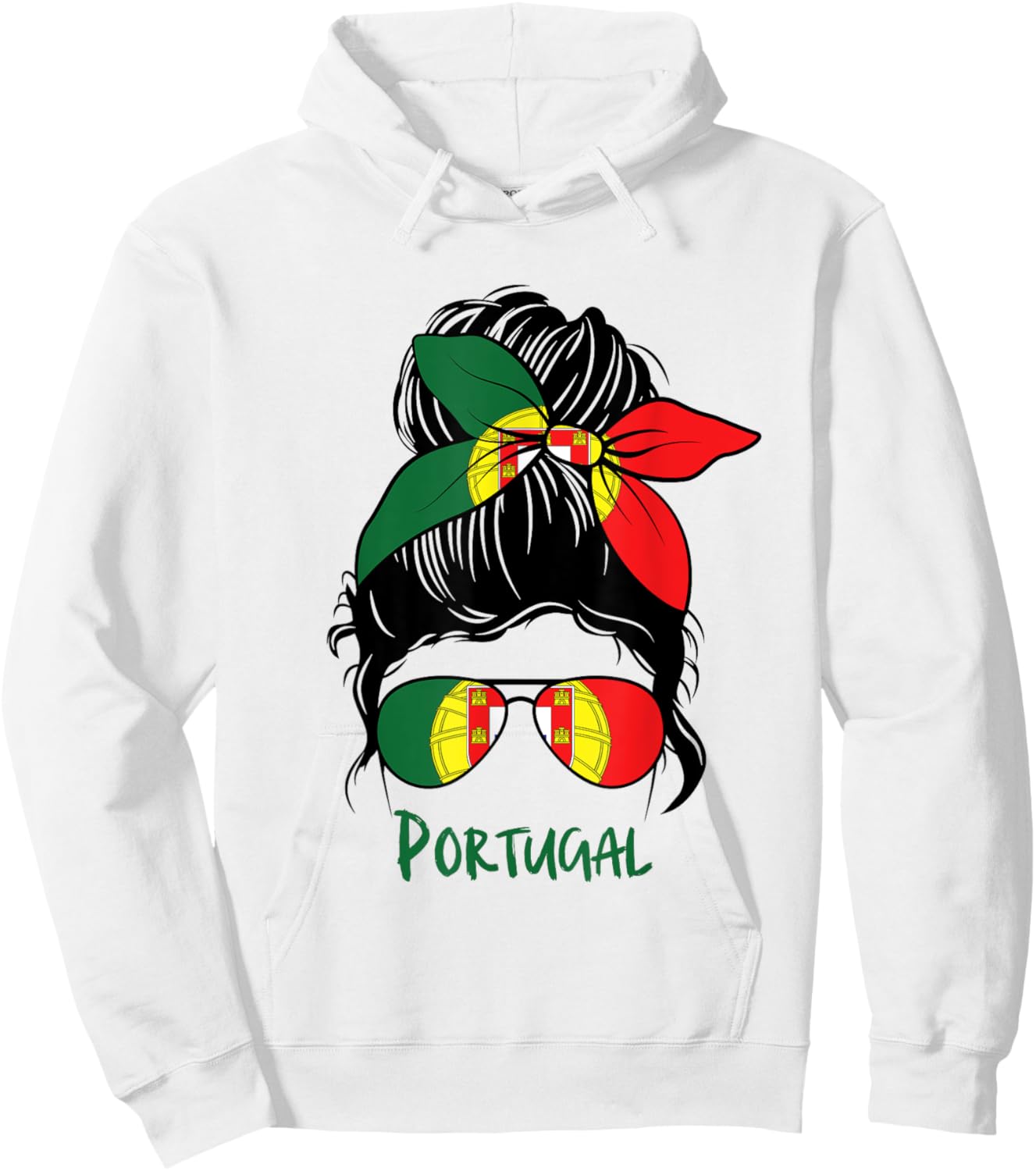 Portuguese Girl Bandana Flag Colors Proud Portugal Woman Hoodie - Hoodie | White