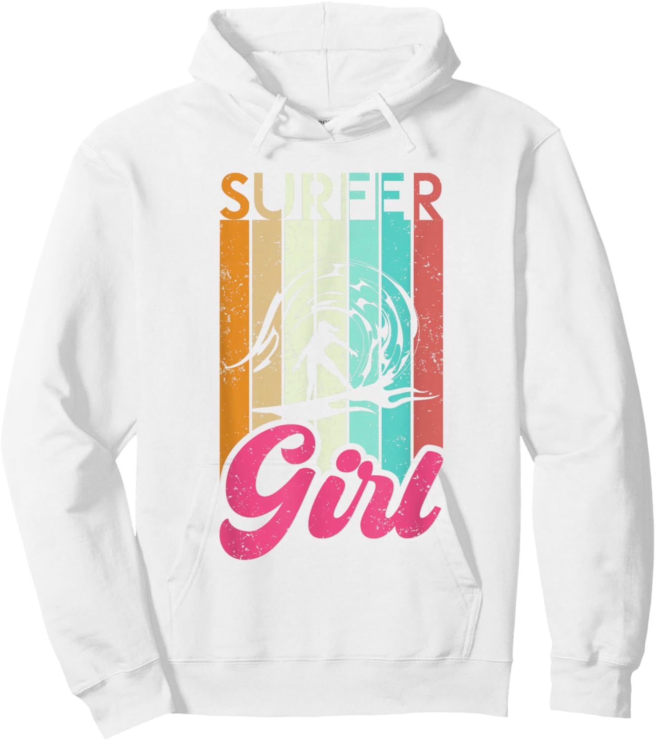 Surfer Girl Surfboard Women Surf Ocean Retro Surfing Hoodie - Hoodie | White